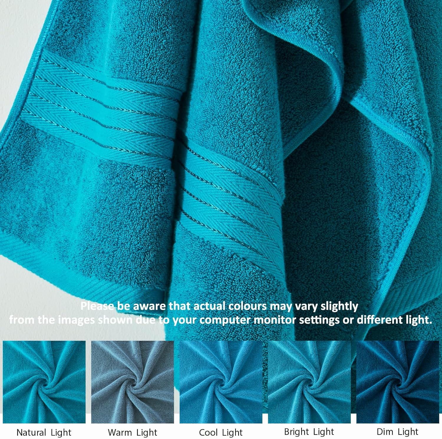 6-Pack Luxury Turkish Cotton Bath Towels for Soft Durable Use
