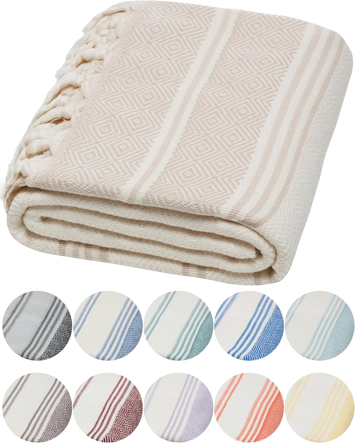 DEMMEX Organic Luxury Ultra Soft Turkish Cotton Bath Towel - 71x36 PreWashed Diamond Weave