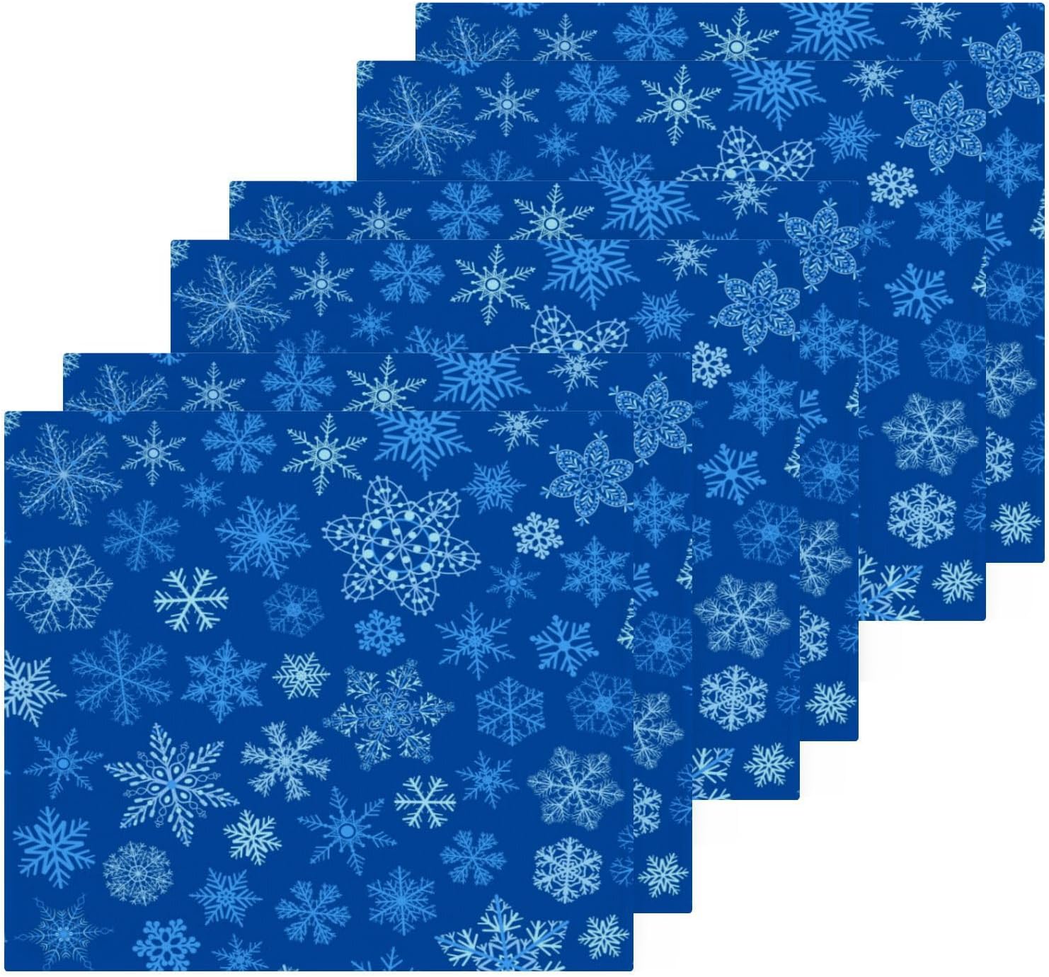 Christmas Blue Snowflake Soft Reusable Washcloth Set for BathroomBedtime