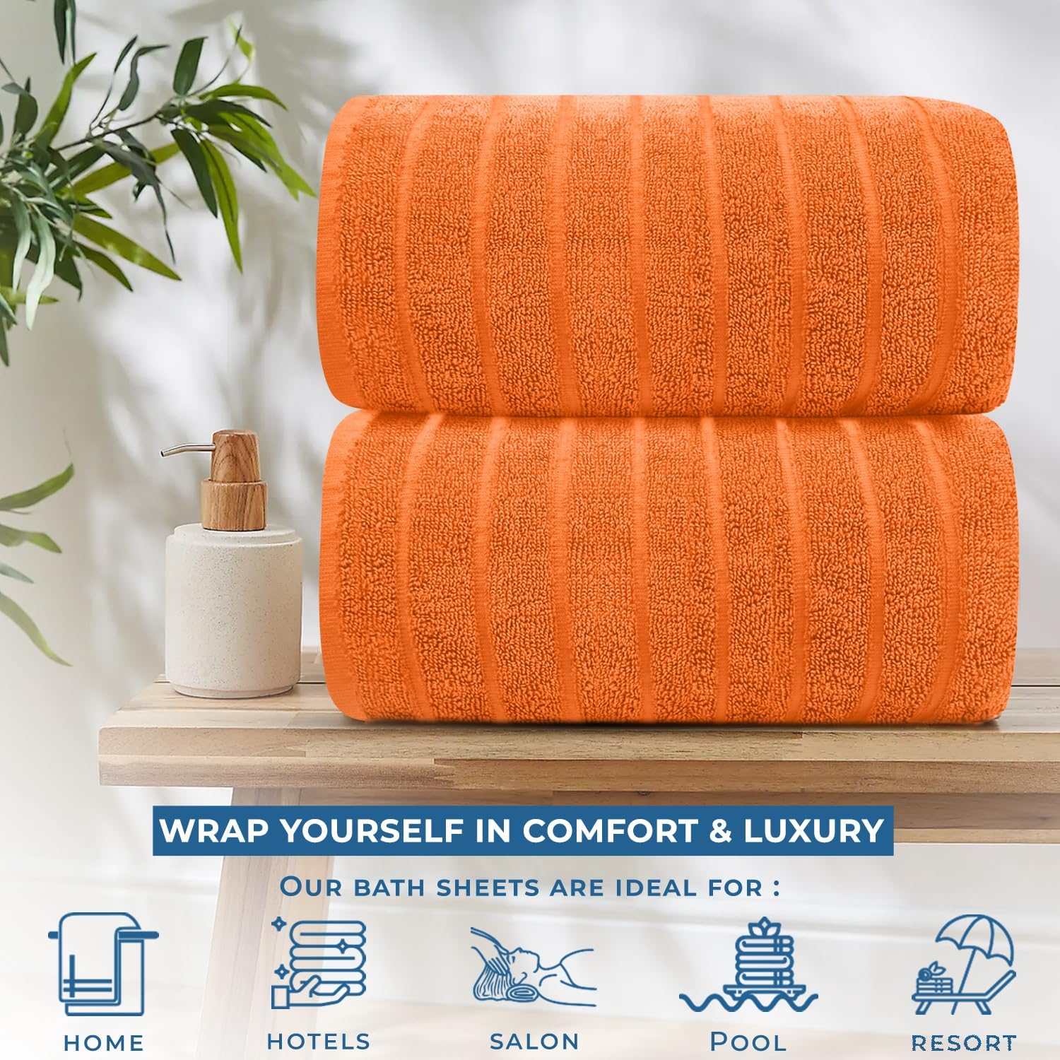 Luxury 100 Cotton Jumbo Bath Sheets Set
