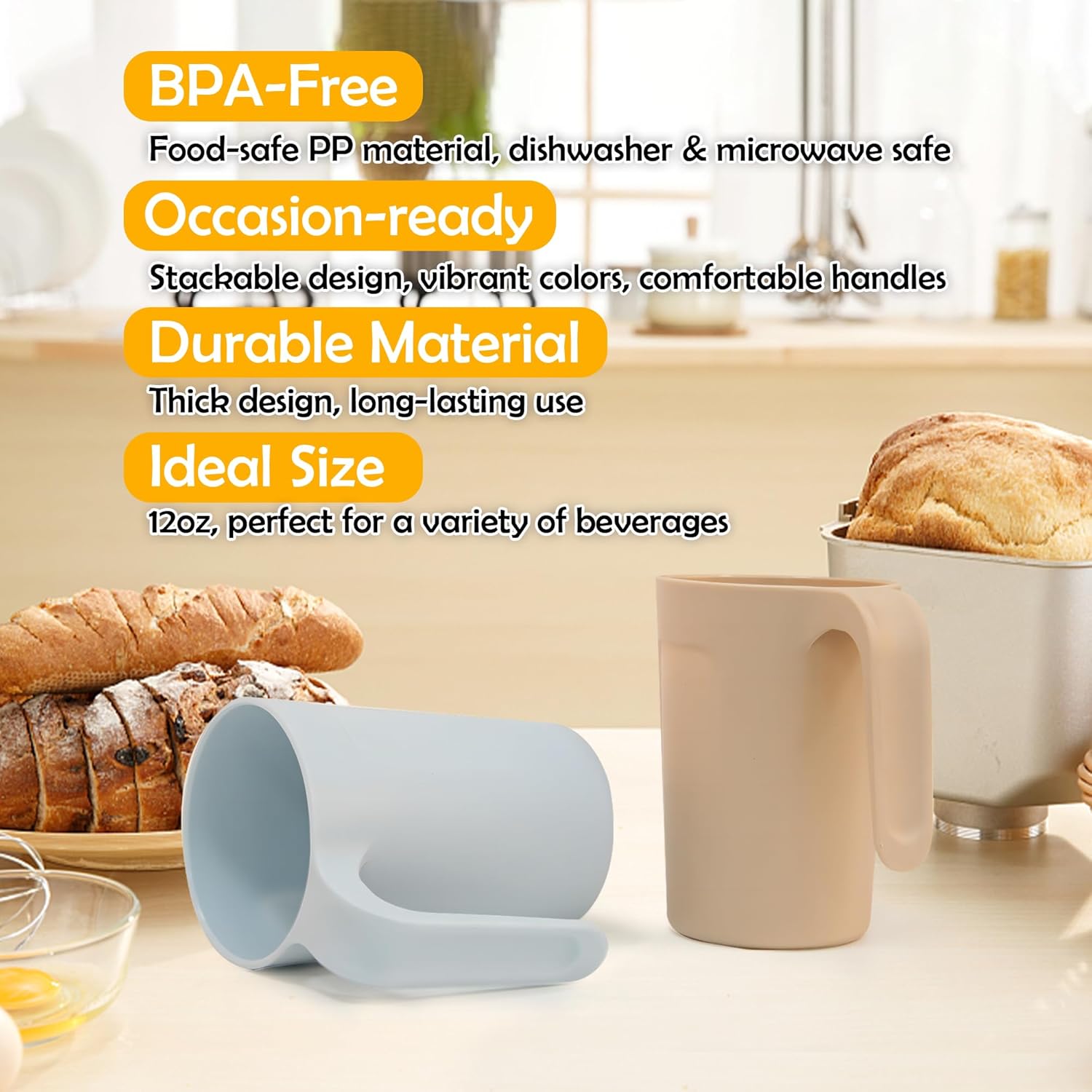 Reusable Plastic Coffee Cups 12 oz for Home Kitchen