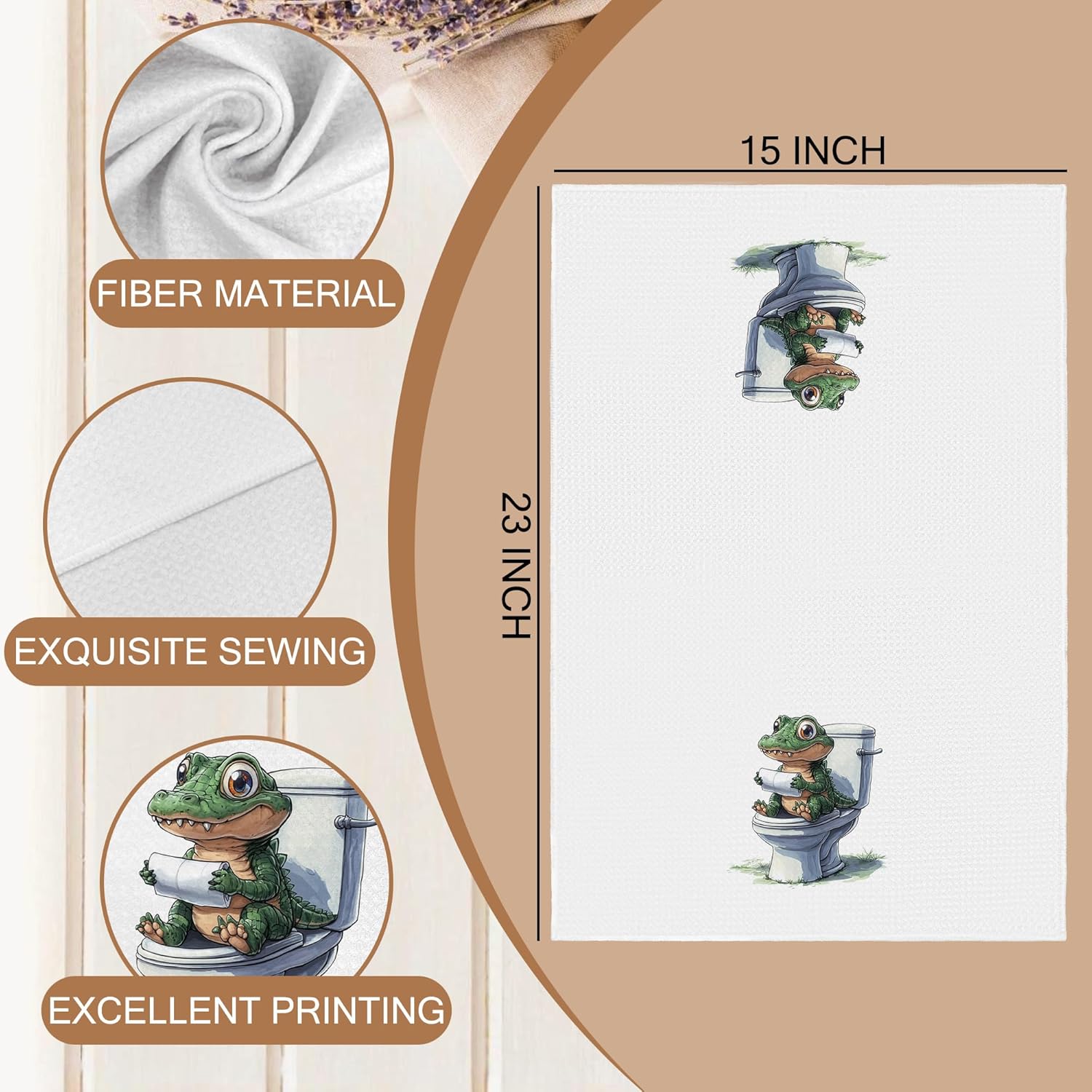 Alligator-themed 16x24-inch hand towels for bathroom and kitchen