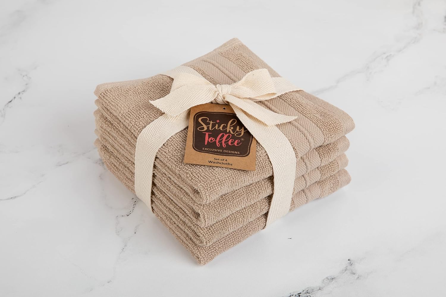 Sticky Toffee Washcloths Set of 4 - 13x13 in Tan