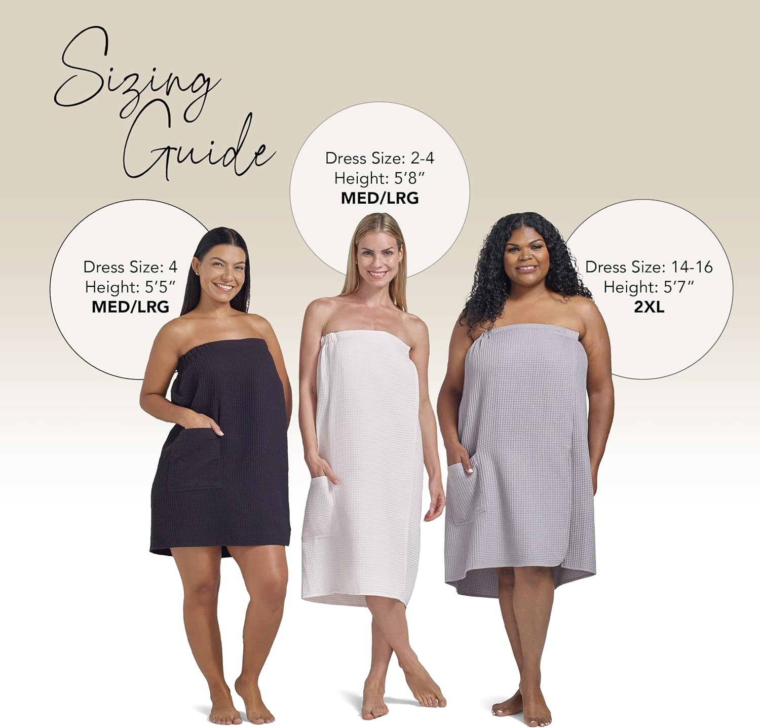 Boca BT Terry Waffle Towel Wrap for Women - Plus Size