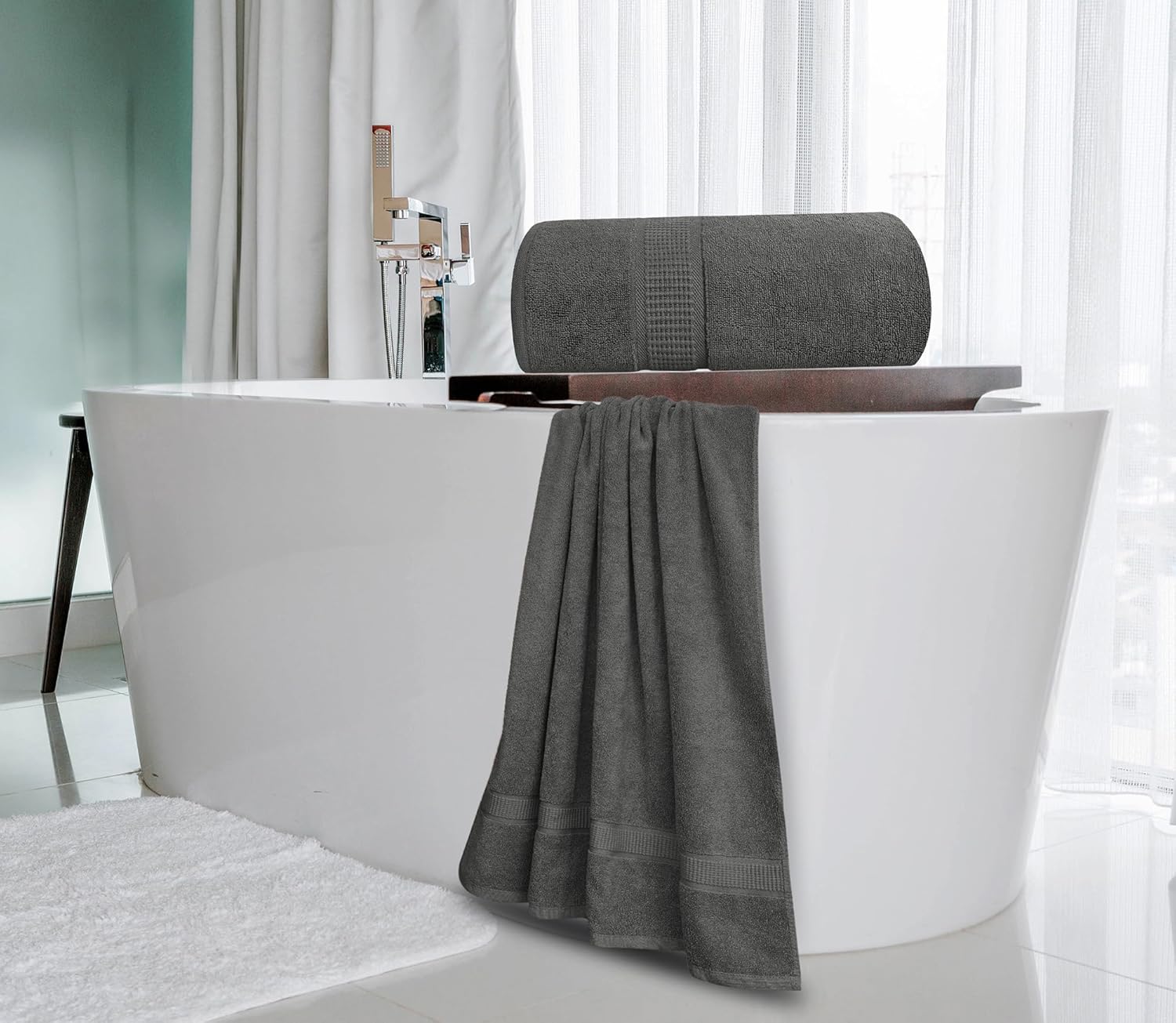 Easy-Care 2-Pack Bath Sheets 35x70 100 Cotton Quick Dry Durable