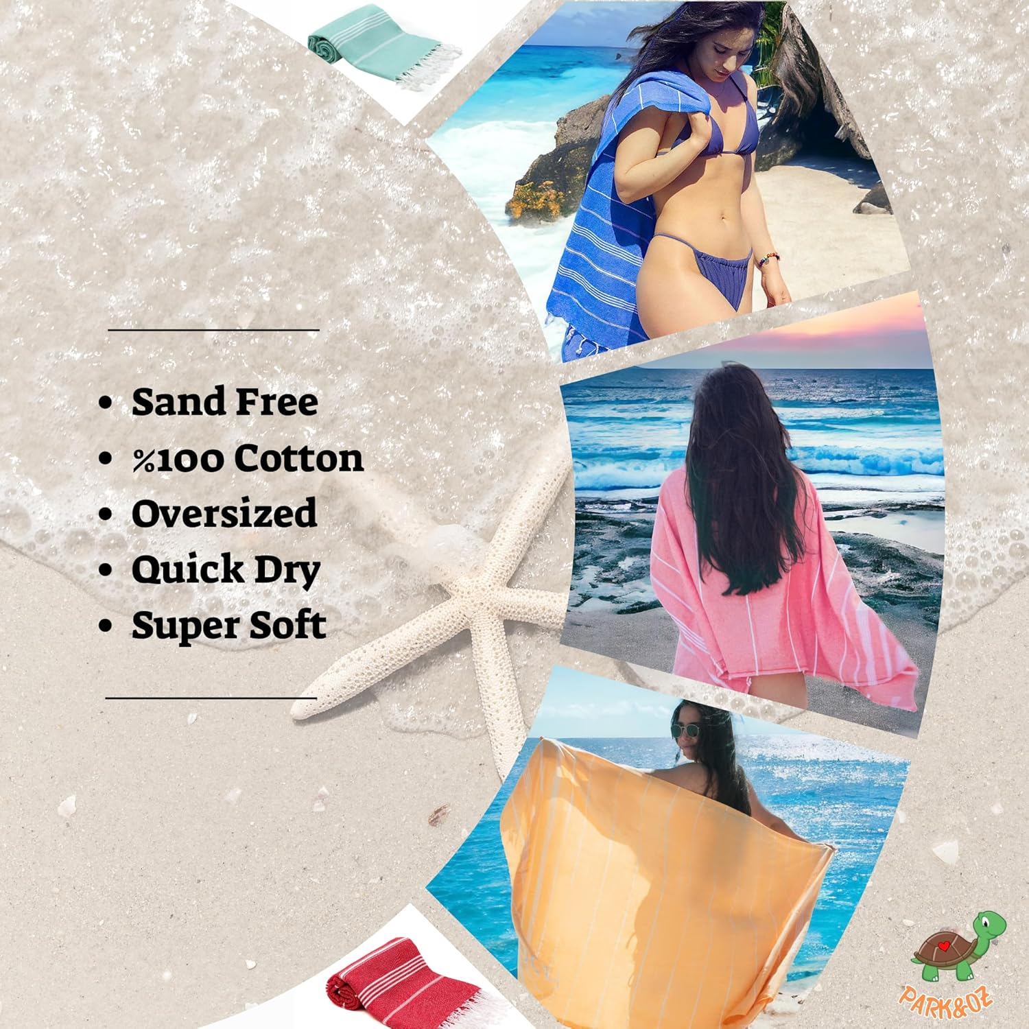 Park Oz Turkish Beach Towel - 100 Cotton Fast-Dry Everyones Favorite
