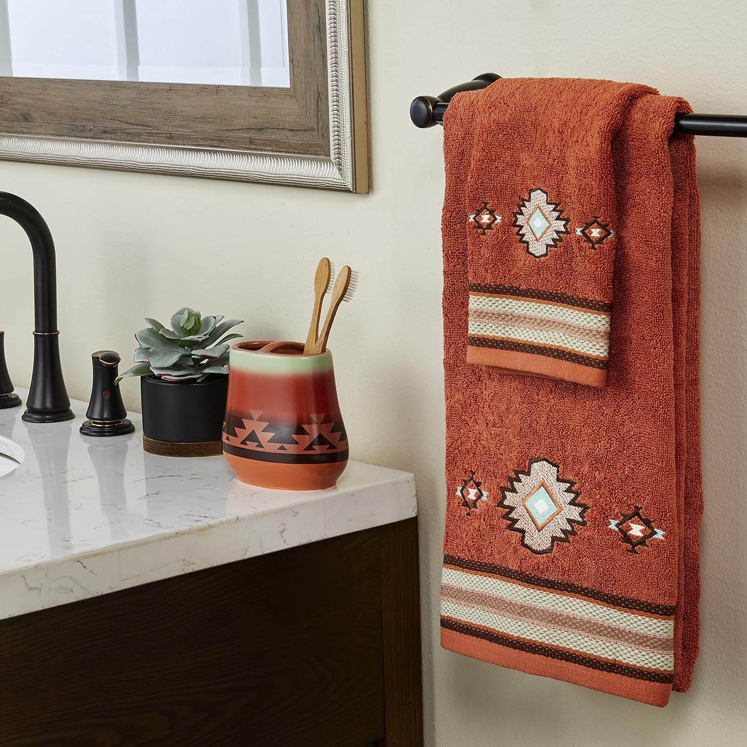15x26 Rust Southwest Sunset Hand Towel 100 Cotton 027 lbs
