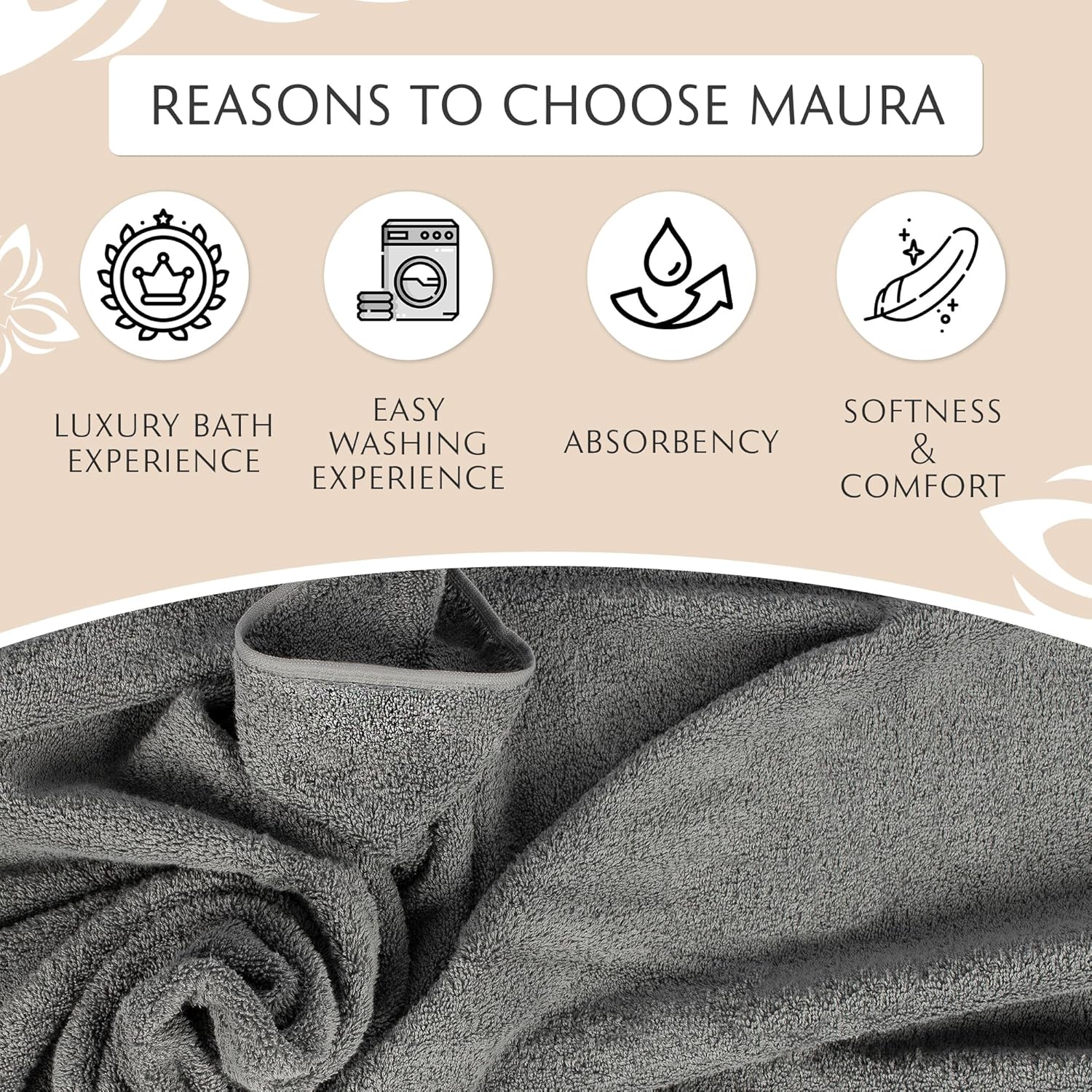 MAURA Luxury Turkish Cotton Bath Towels Set - Extra Large
