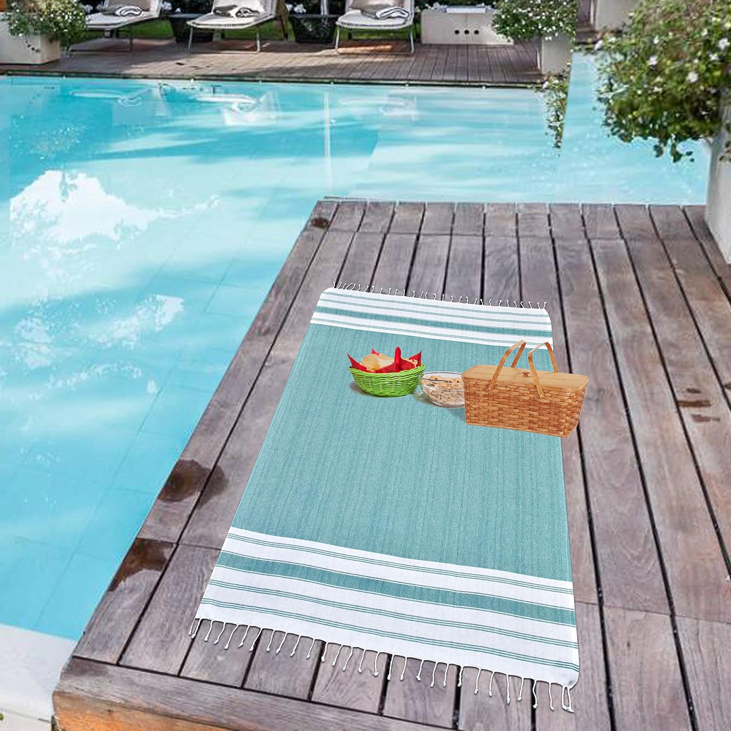 GLAMBURG Turkish Cotton Beach Towels Set Perfect for Every Day