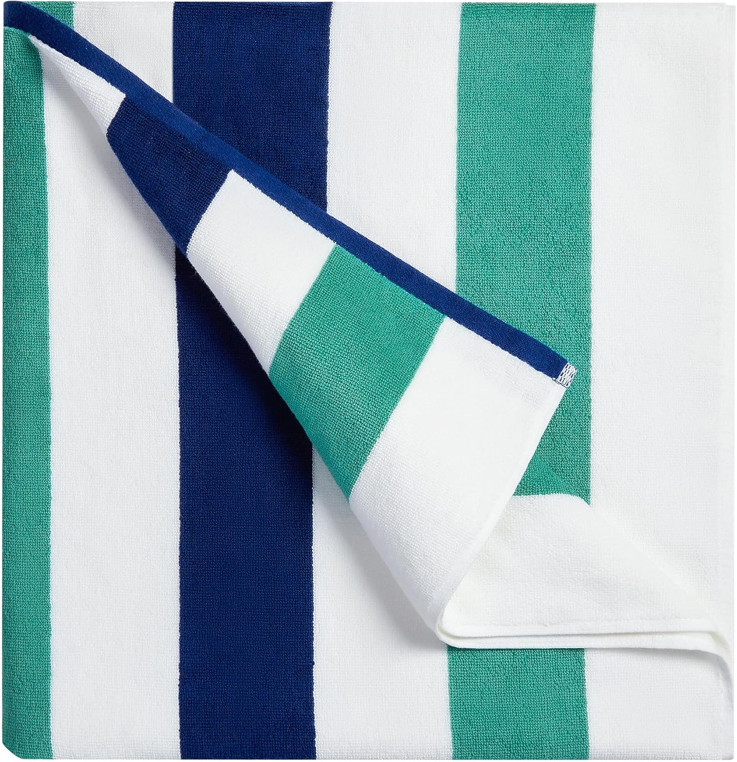 40x70 Plush Thick Beach Towel for Adults WhiteTeal