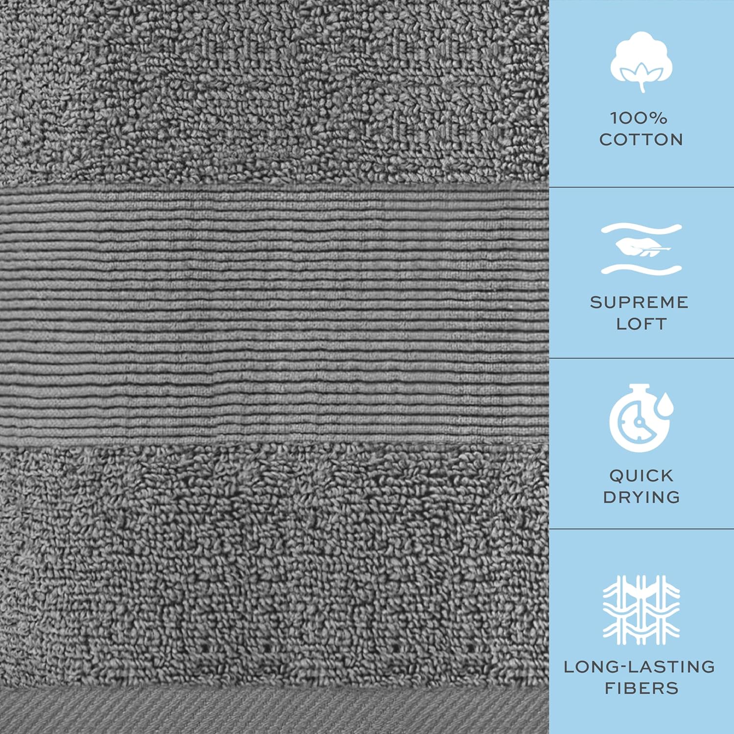 Luxury Oversized Bath Towels 35x70 Smoke Grey