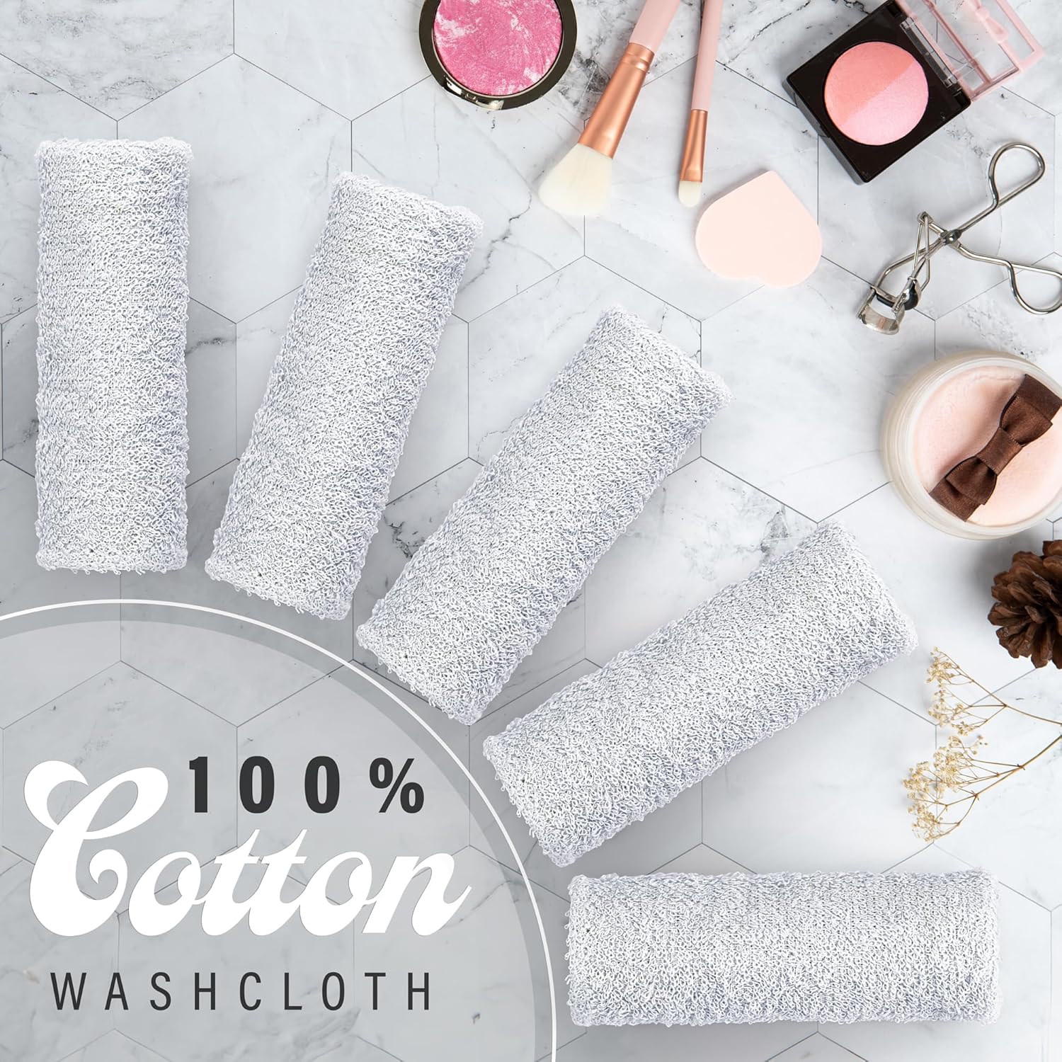 10-Pack Soft Absorbent Cotton Wash cloths for Home Kitchen