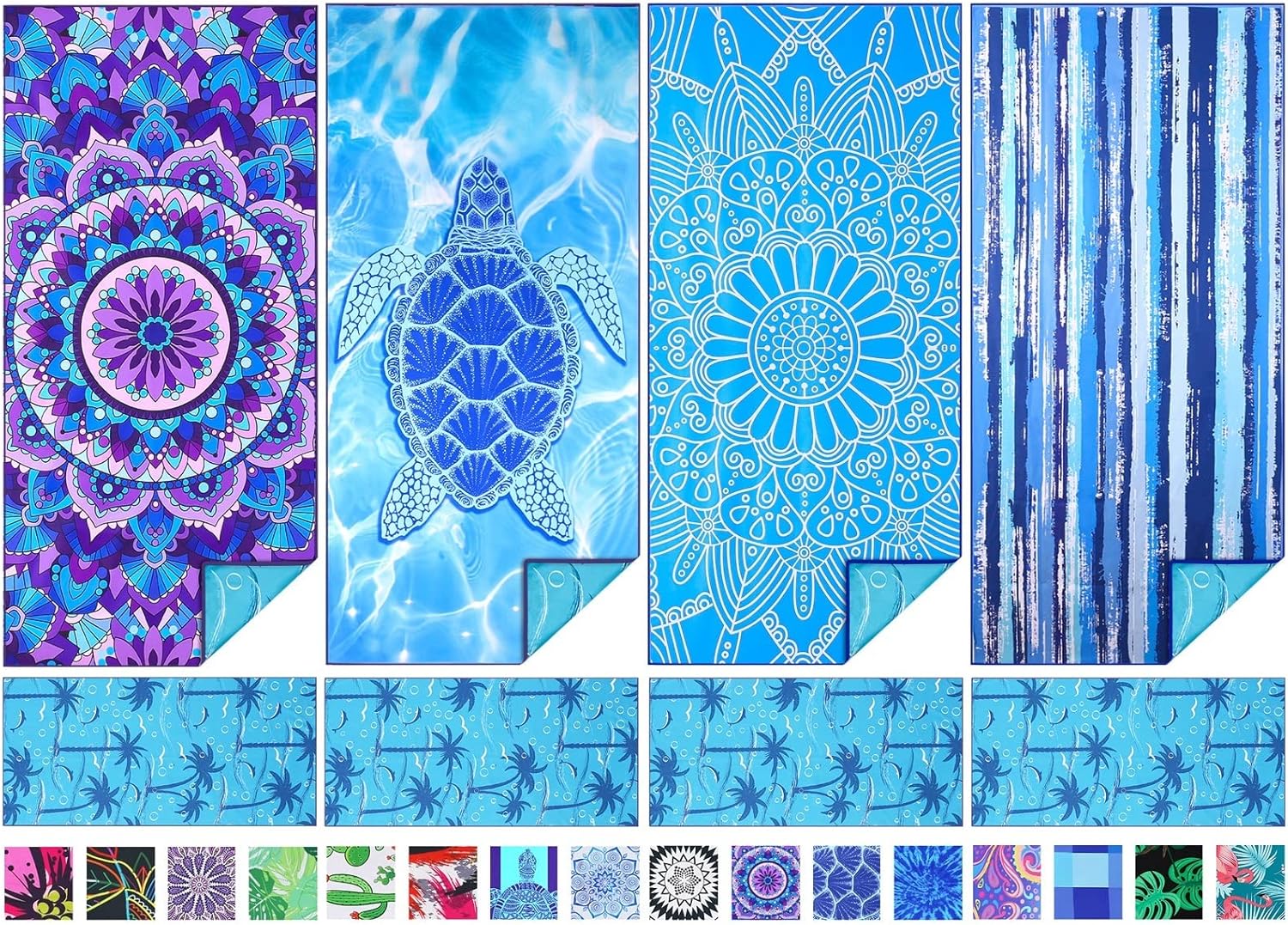 4-Pack Microfiber Beach Towels
