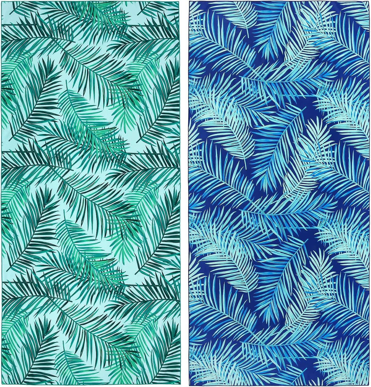 2 Pack Microfiber Beach TowelsQuick Dry Sand-Free 75x35