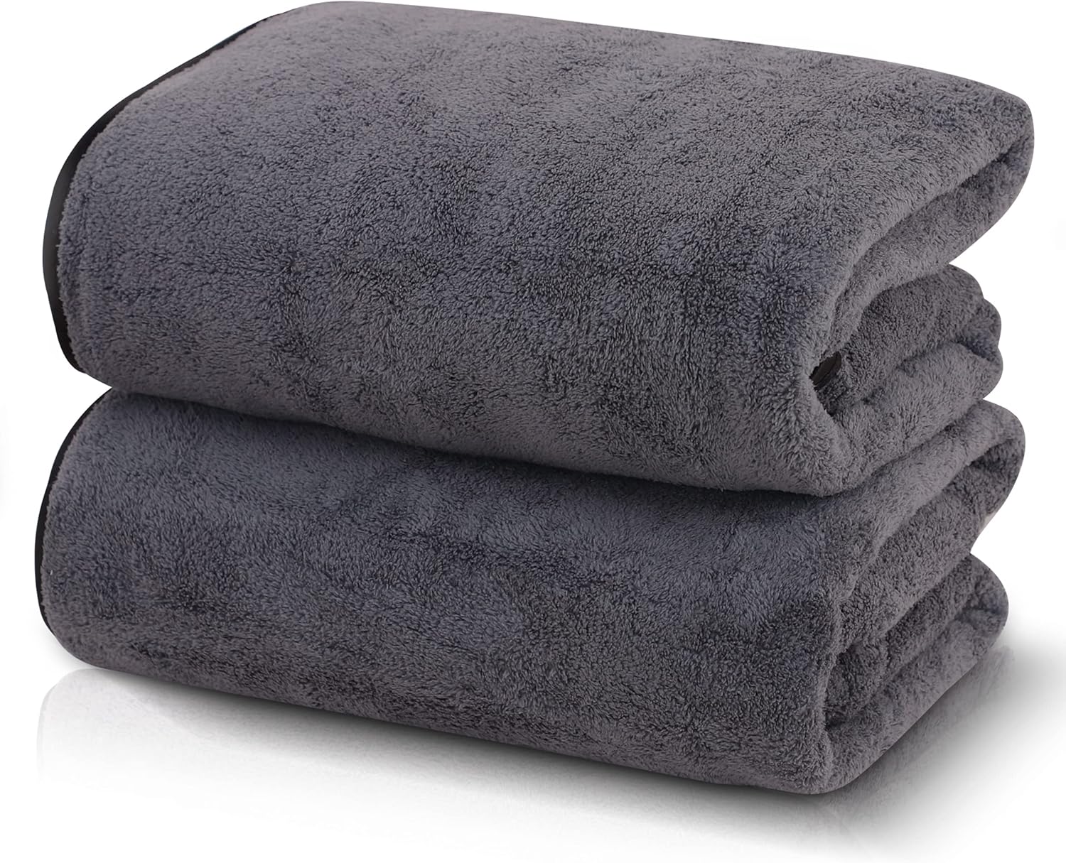 TENSTARS Luxury Silk Hemming Bath Towels Quick-Drying Soft Microfiber 27x55 - 2 Pk