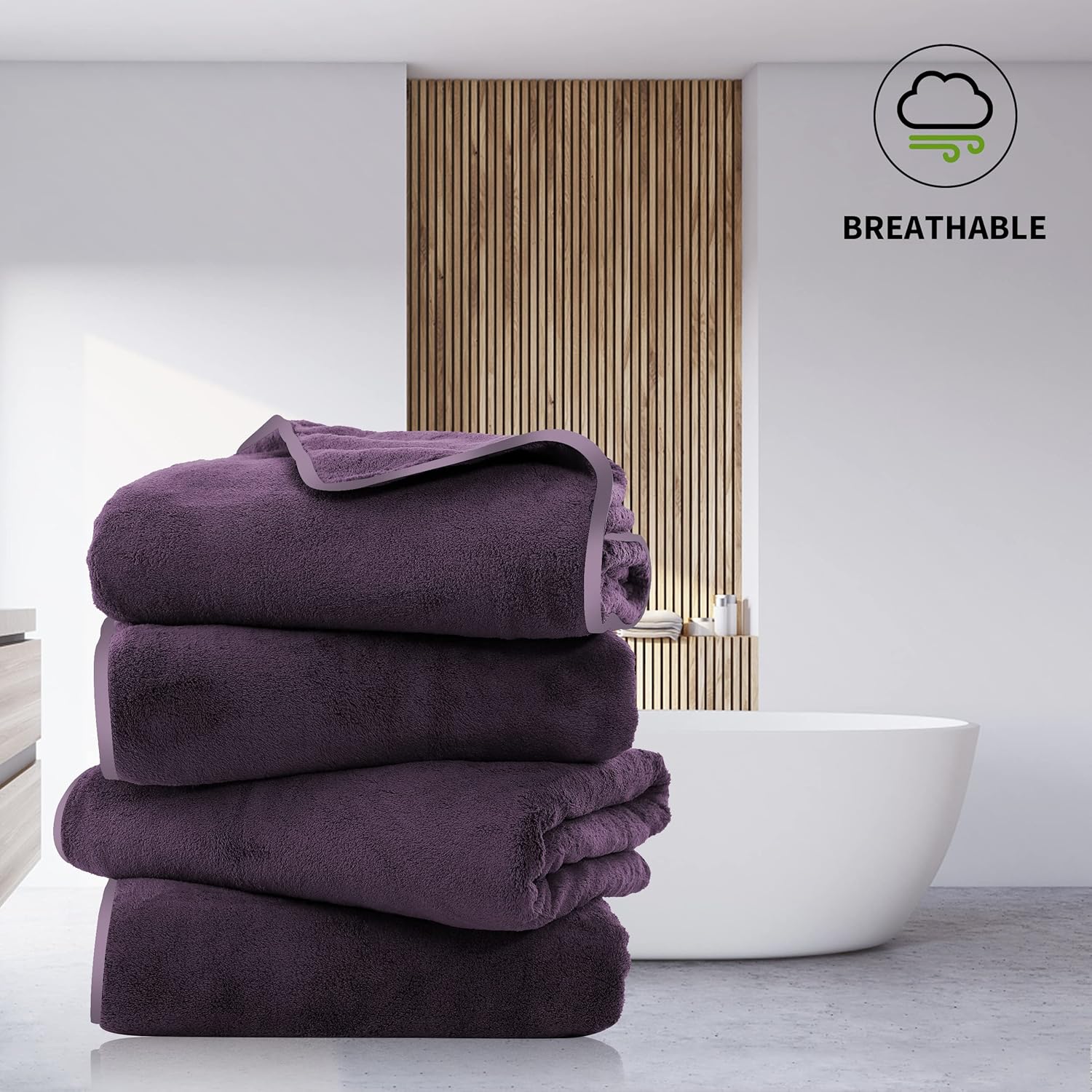 Grape Purple Microfiber Bath Towel Set