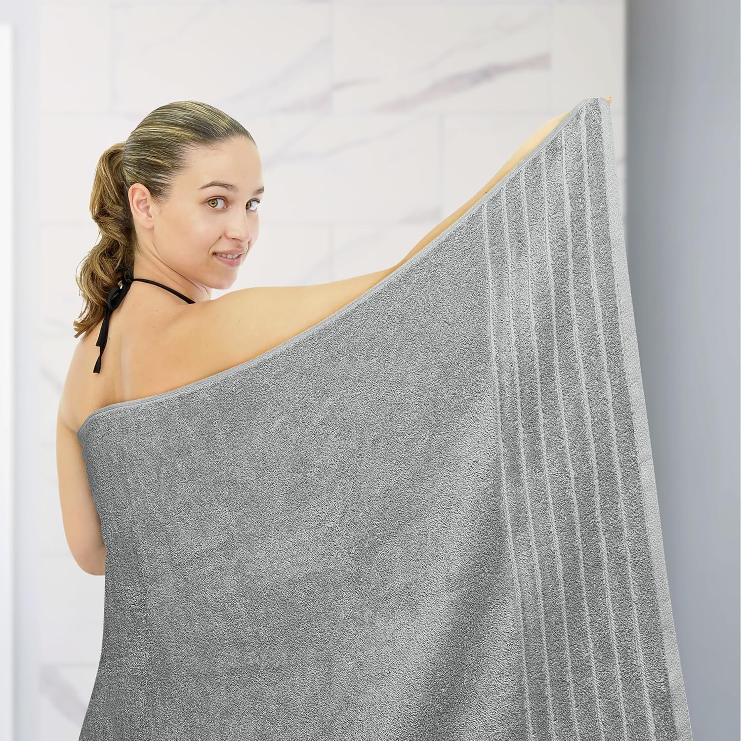 Extra Large 100 Cotton Quicker Dry Soft Absorbent bath towel Cool Grey