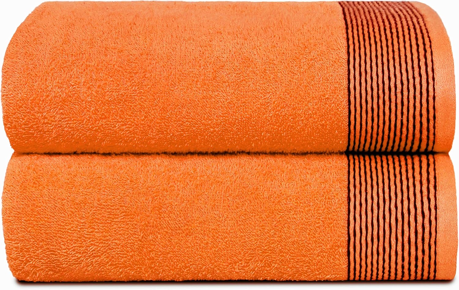 Belizzi Home Ultra Soft 2-Pack Cotton Bath Towels Soft Durable Orange