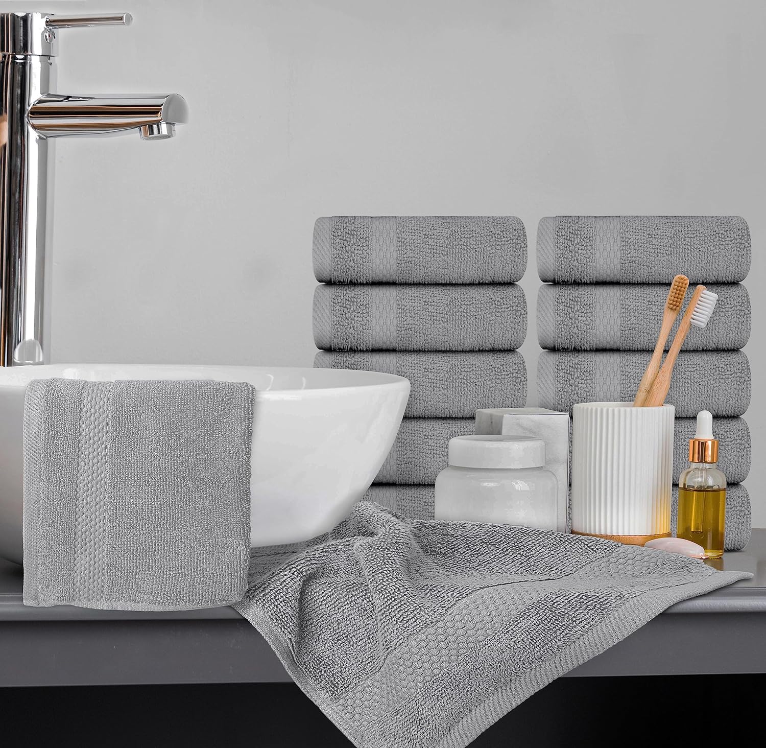 White Classic Luxury Washcloths - 12 Piece Set