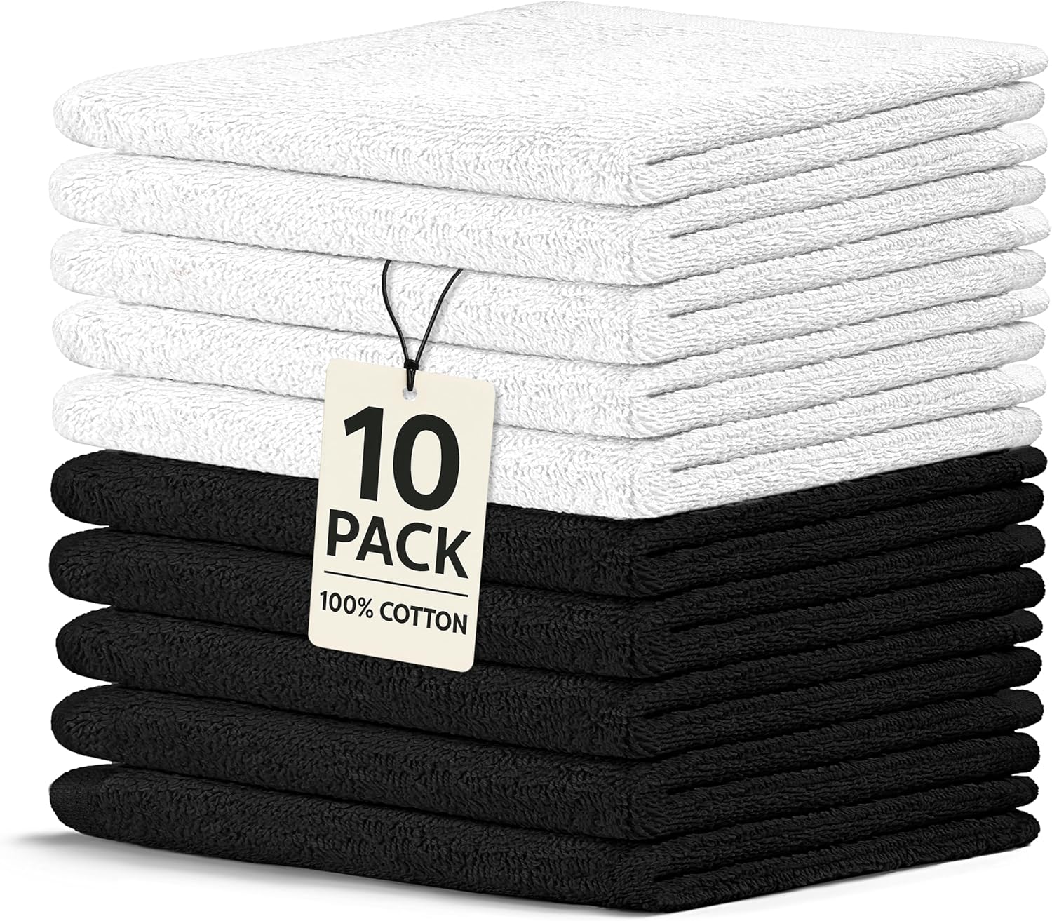 10-Piece Crystal Ridge 12x12 Washcloths WhiteBlack