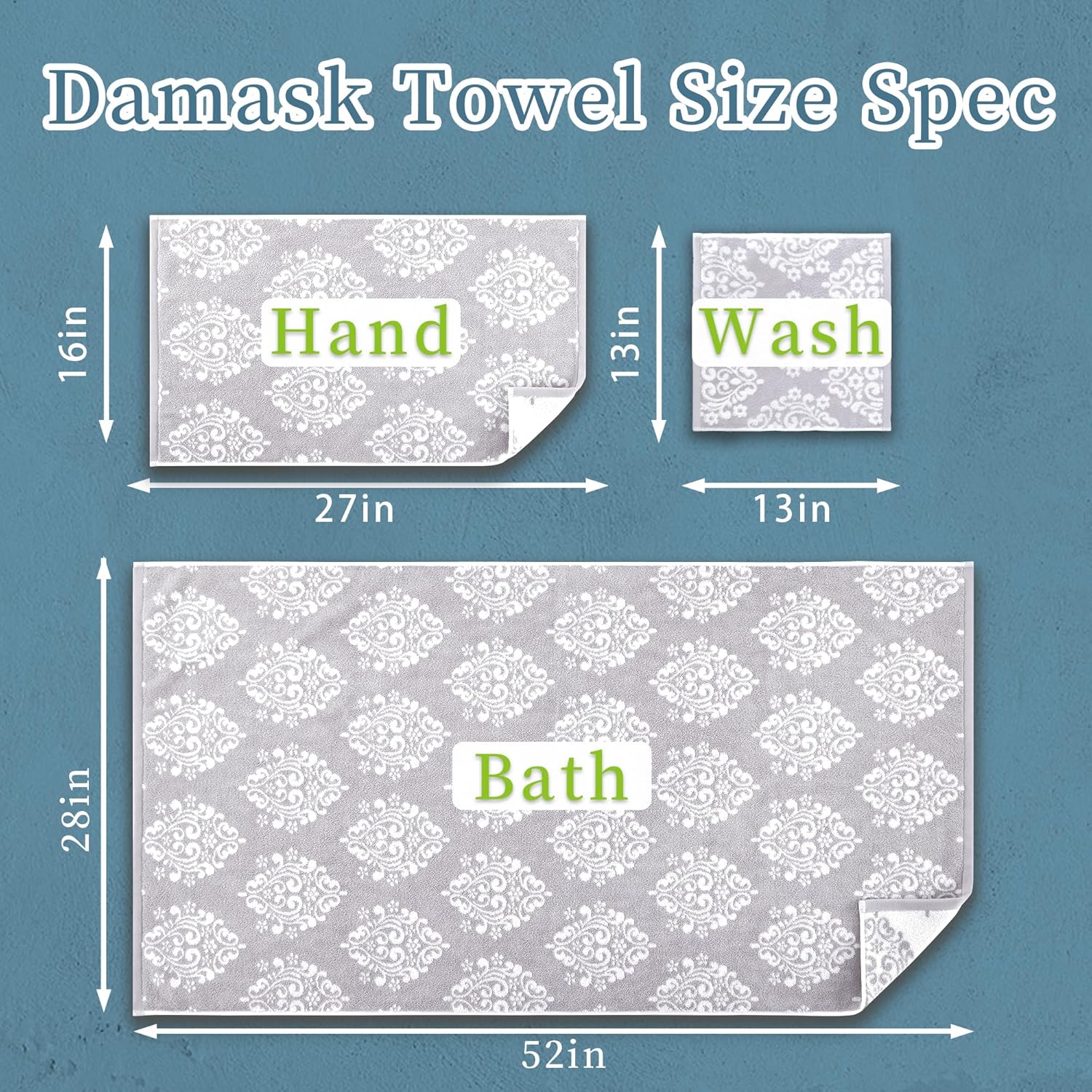 Grey Pattern Bath Towels Set