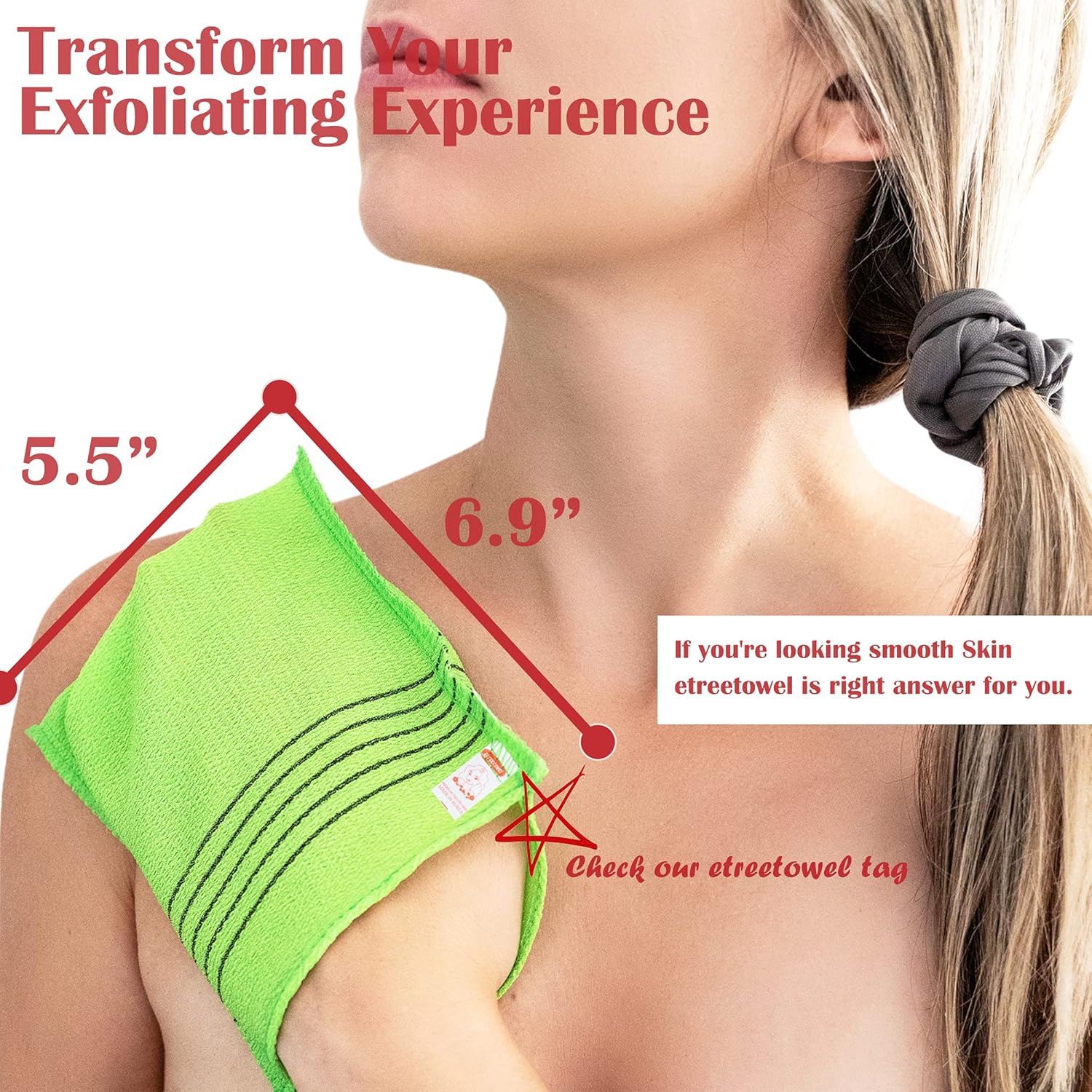 Korean Anti-Shrink Exfoliating Washcloth Mitt