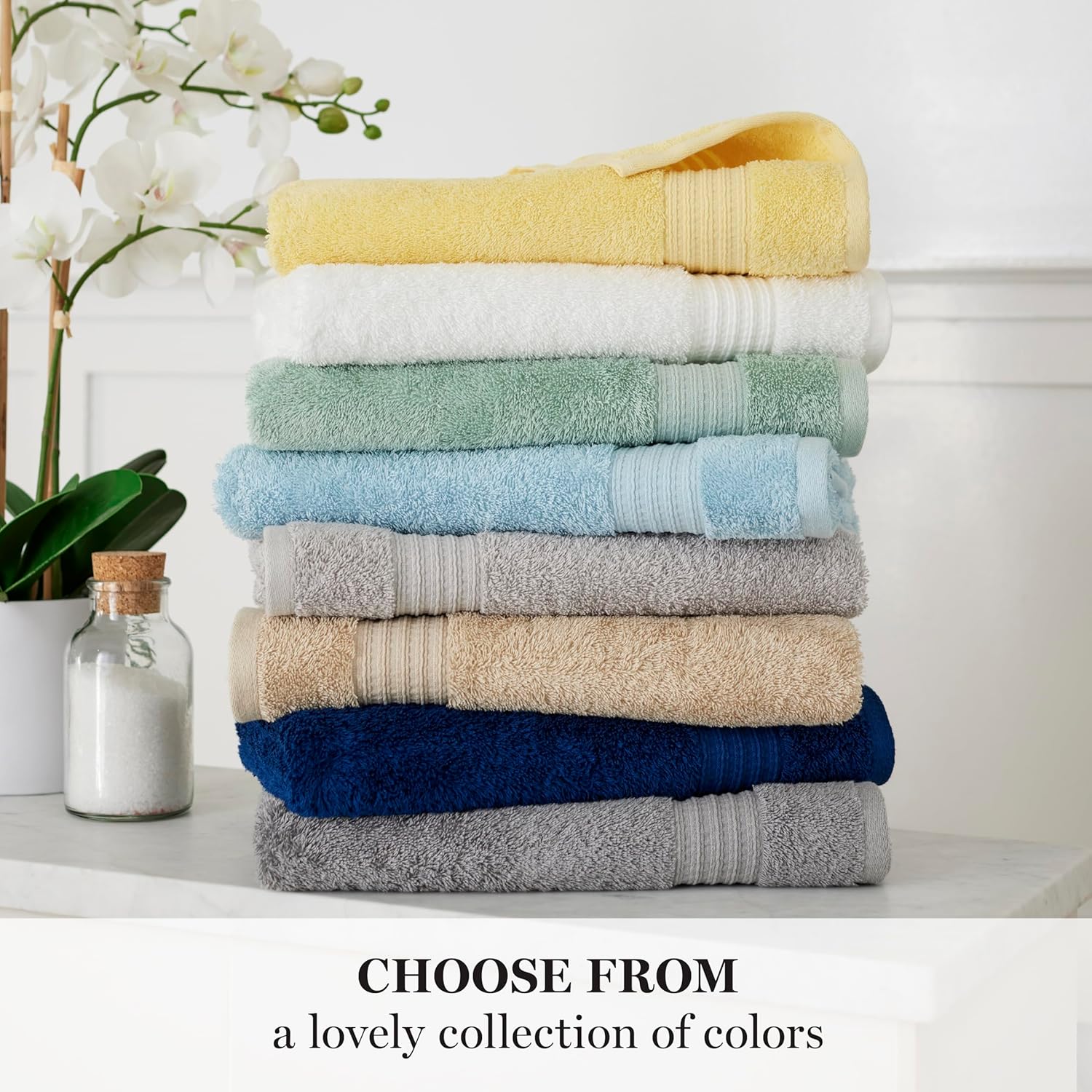 Martha Stewart 100 Egyptian Cotton Bath Towels Set - 6 Piece Dark Gray