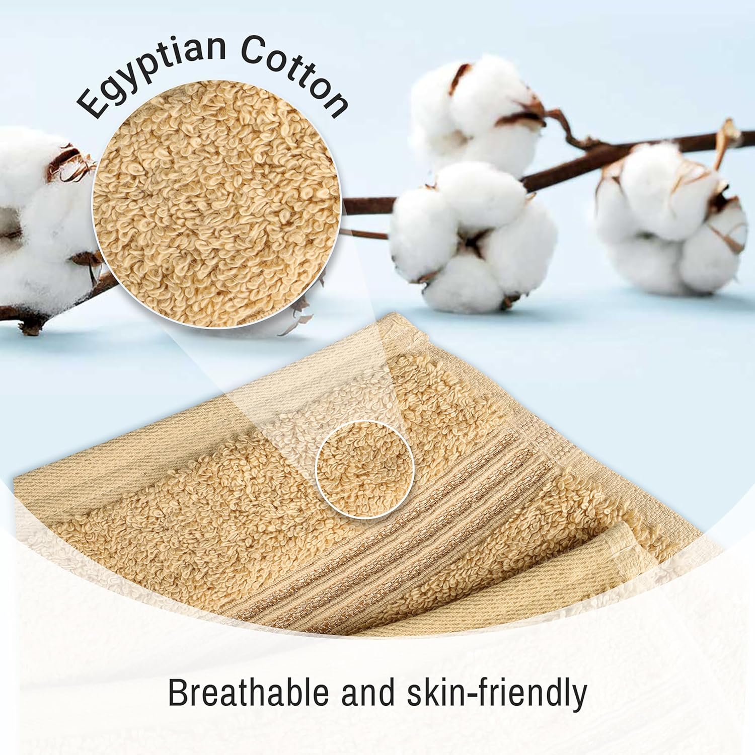 Superior Luxury Cotton Bath Towels 6-Piece Set Gold