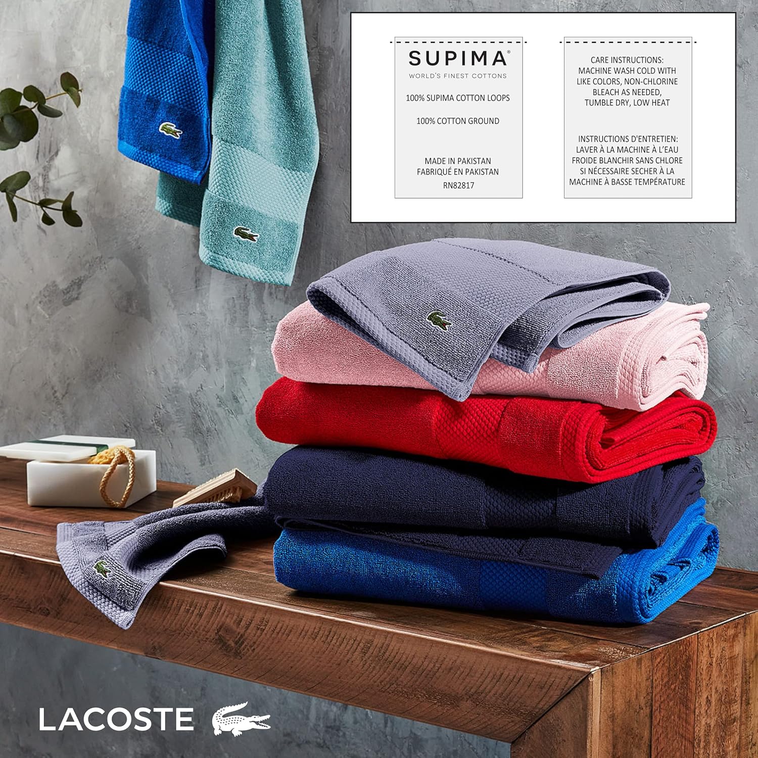 Lacoste Heritage Bath Sheet Croc Green 35x70