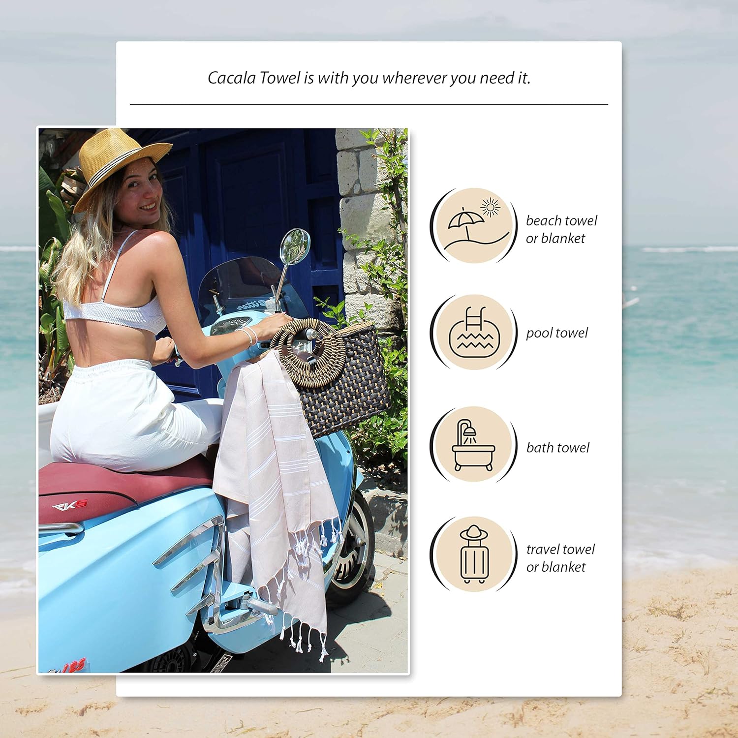Cacala Trifecta Balance Lightweight Turkish Cotton Beach Towel
