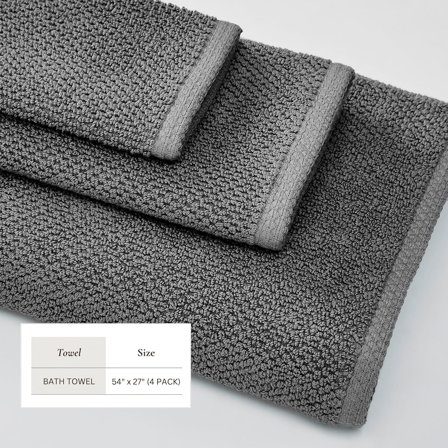 Great Bay Home Grey Bath Towels 4-Pack