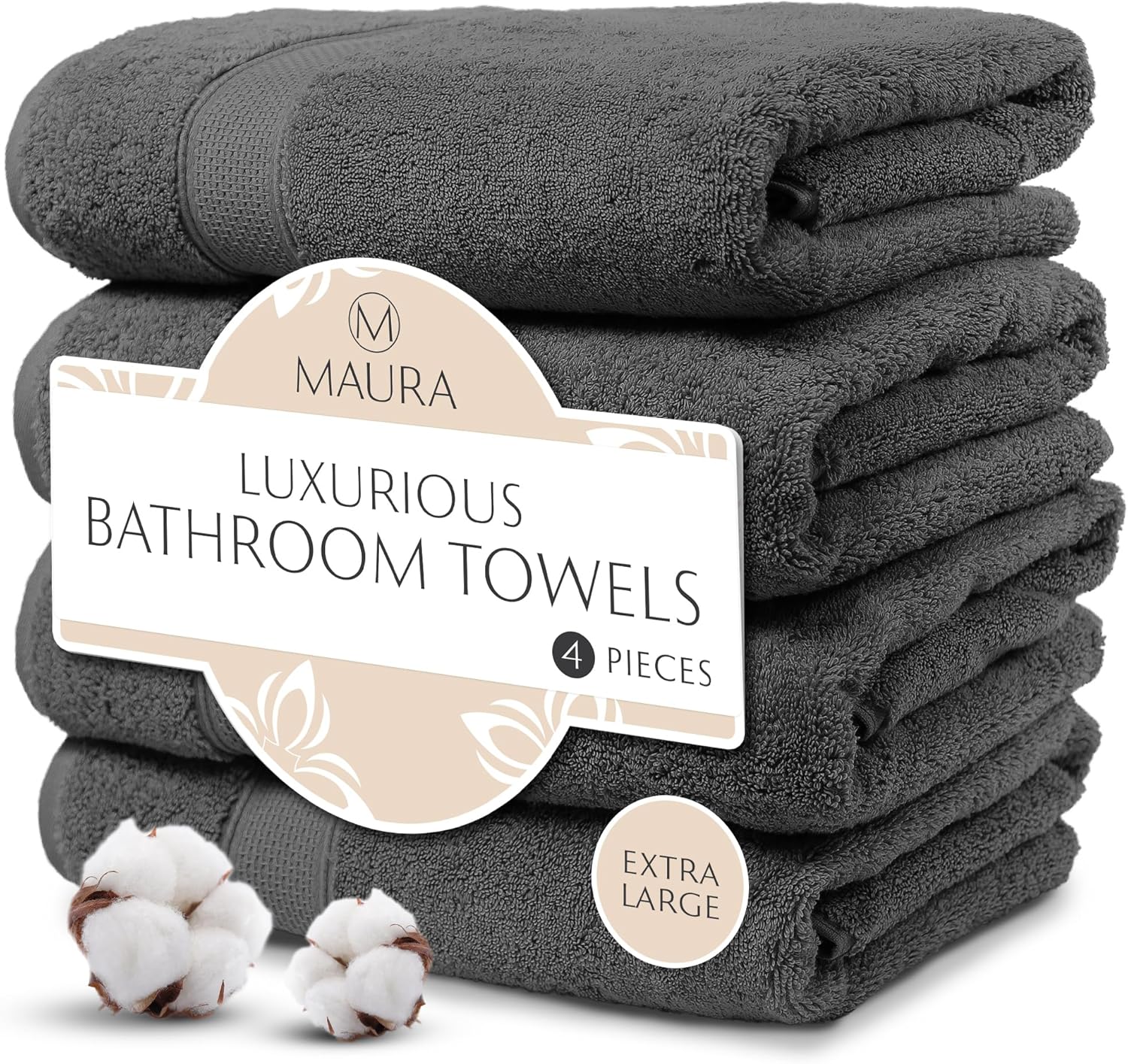 MAURA Luxury Turkish Cotton Bath Towels Set - Extra Large