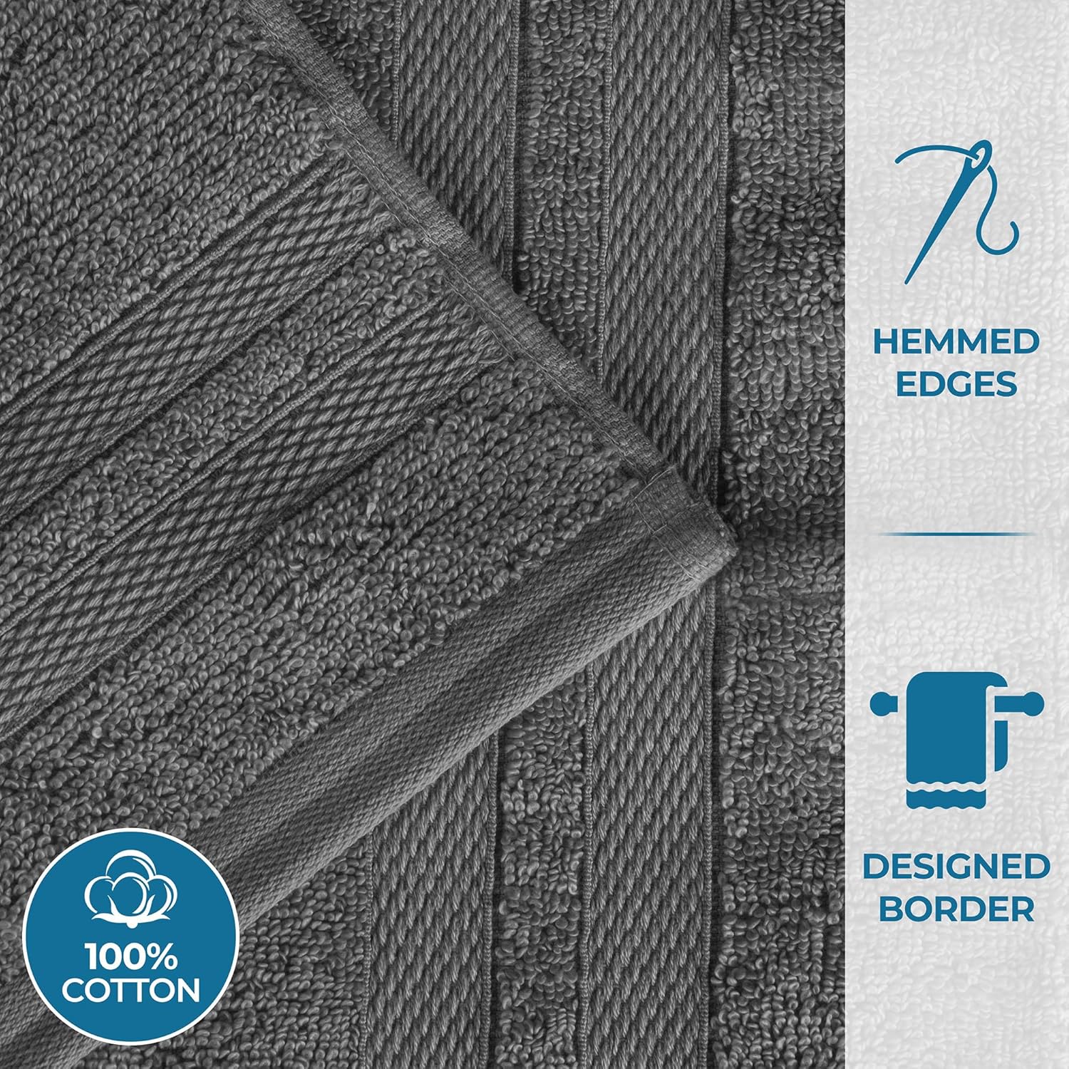 6-Piece Ultra-Soft Cotton Towel Set - Charcoal