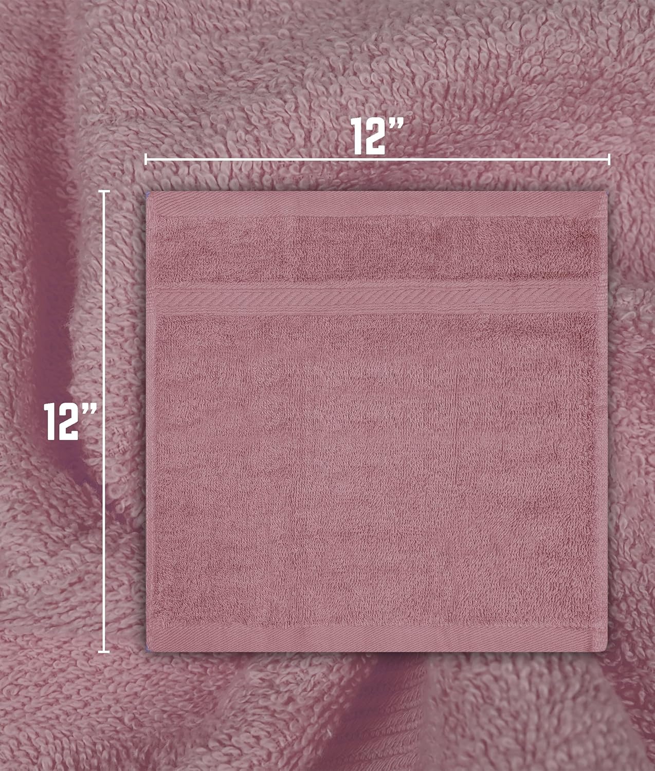 100 Cotton 12x12 Washcloths Ultra Soft Pack of 12