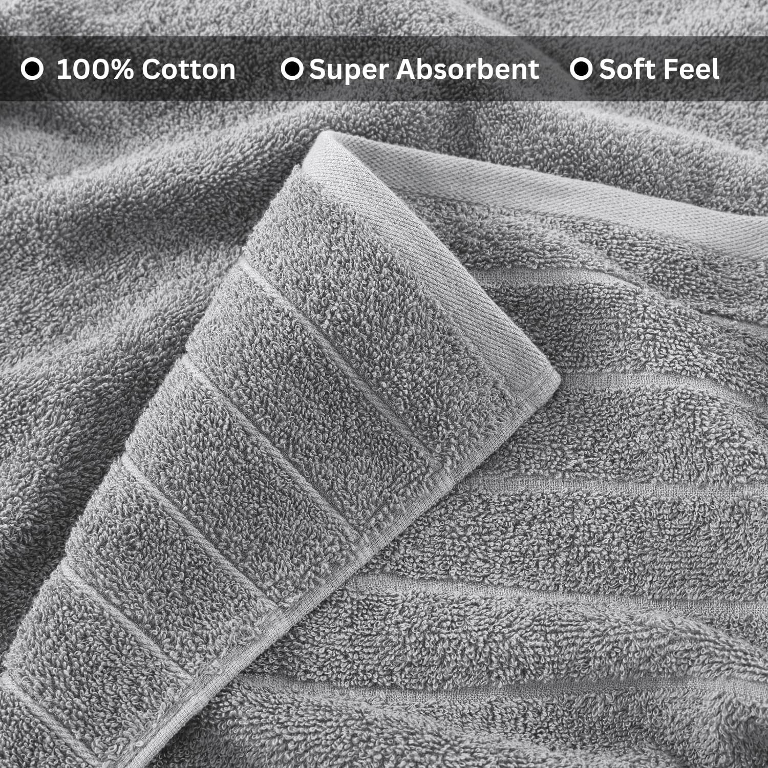 Casa Platino 4-Piece Bath Towels - Luxurious 3060 Cotton Soft Quick-Drying