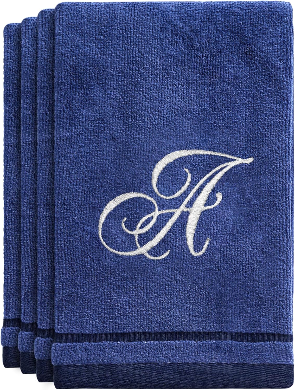 Creative Scents Monogrammed Towels - 4-Piece Navy Blue
