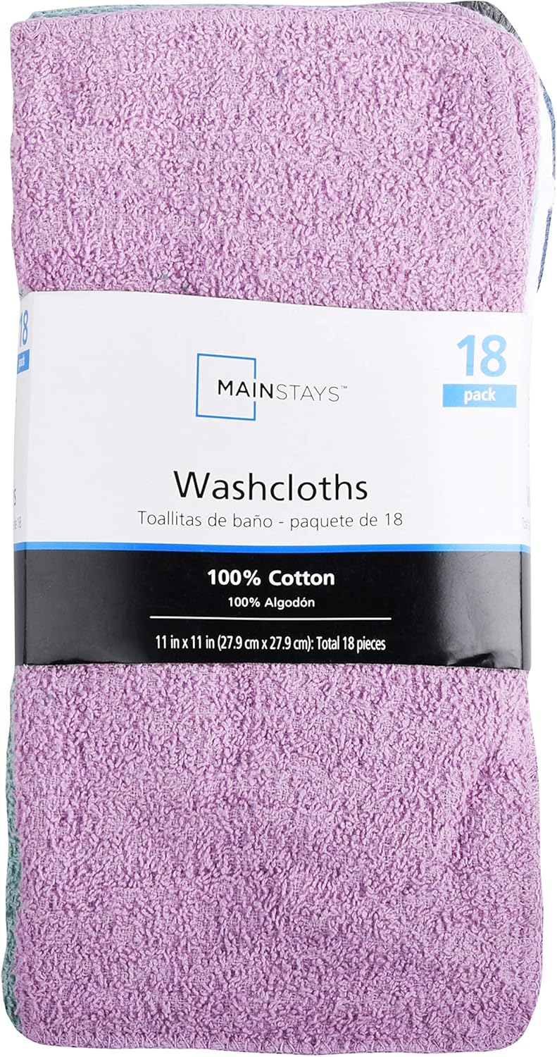 Mainstay Ultra Multi-Color Terry Washcloths
