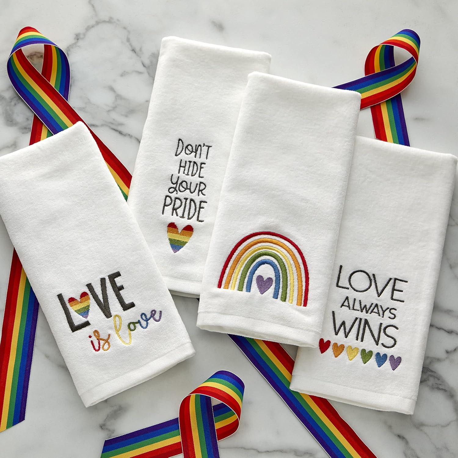 Bath Time Fun Rainbow Hand Towels Set 25x16 x2