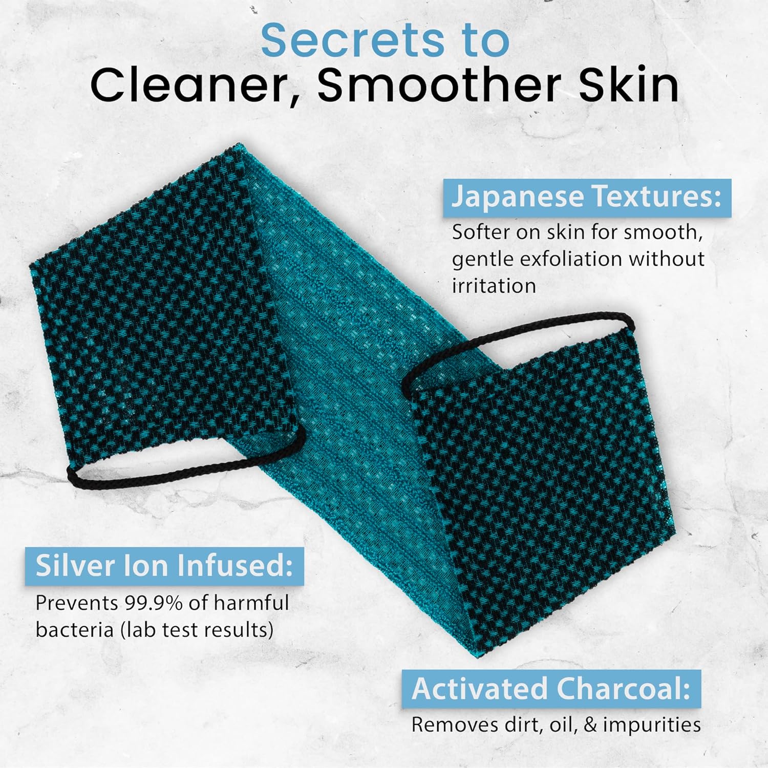 Japanese Exfoliating Washcloth with Charcoal and Silver Ion - Green 1