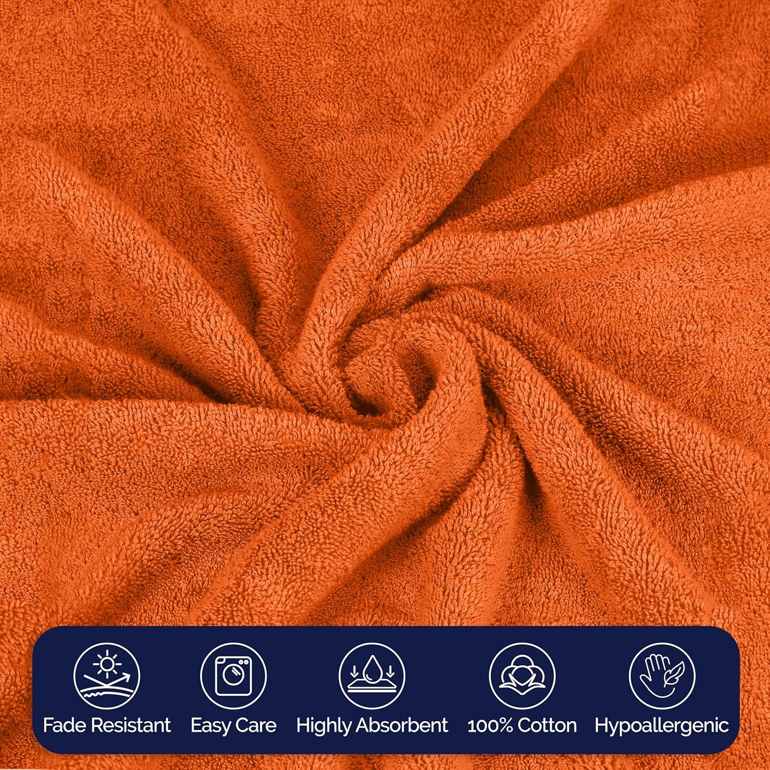 ElegantComfort Premium 40x80 Turkish Cotton Bath Sheet - Orange