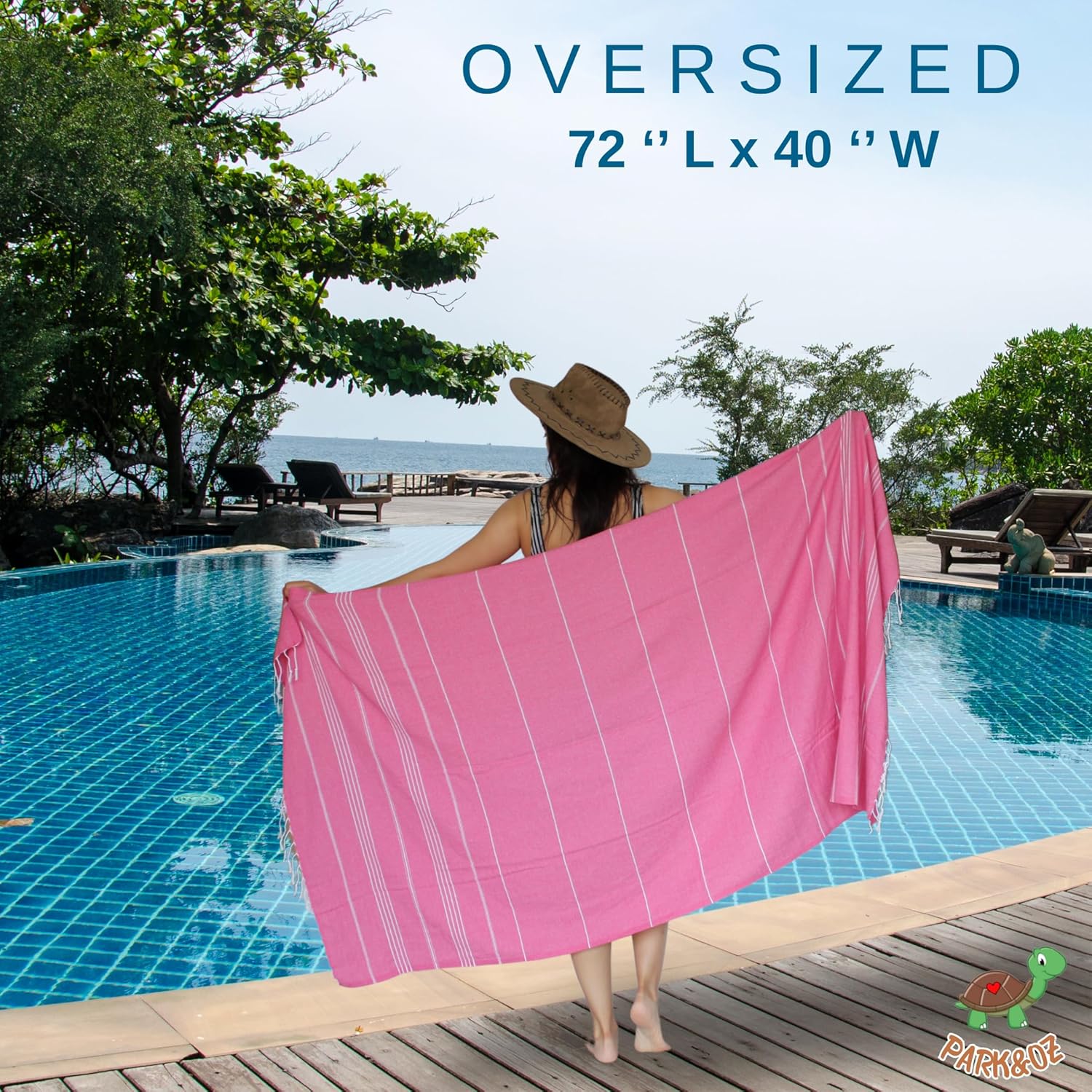Park Oz Turkish Beach Towel - 100 Cotton Fast-Dry Everyones Favorite