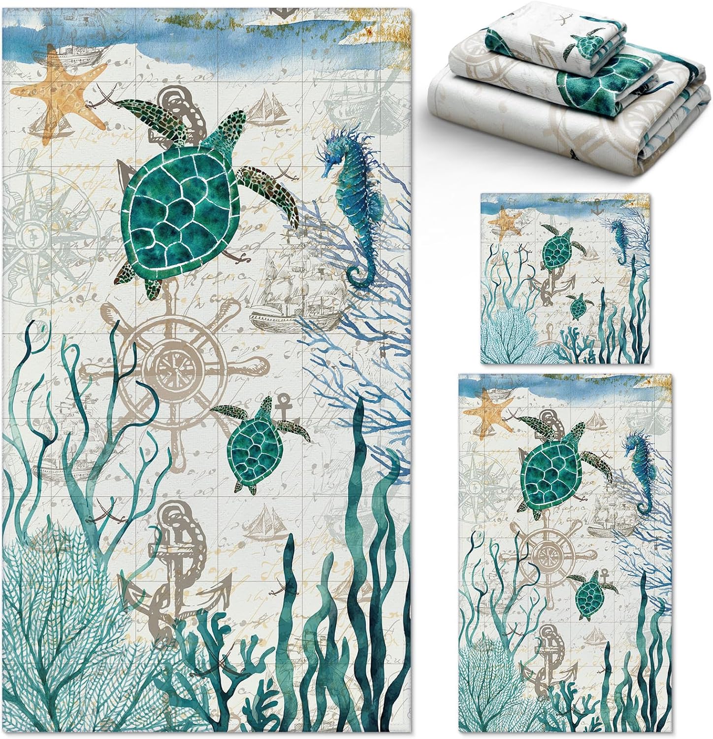 3-Pack Seascenes Seascenes Bath Towels Set