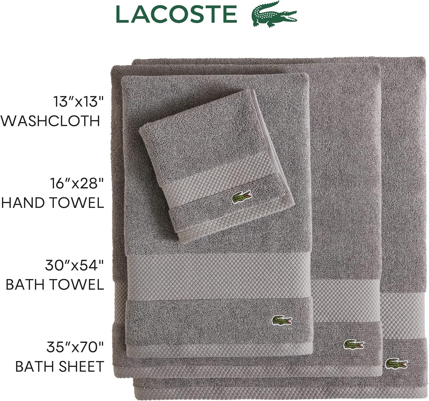 Lacoste Heritage Bath Sheet Croc Green 35x70