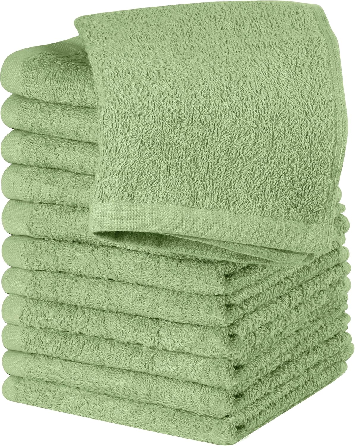 Utopia Towels 12 Pack Flannel Washcloths 100 Cotton Sage Green