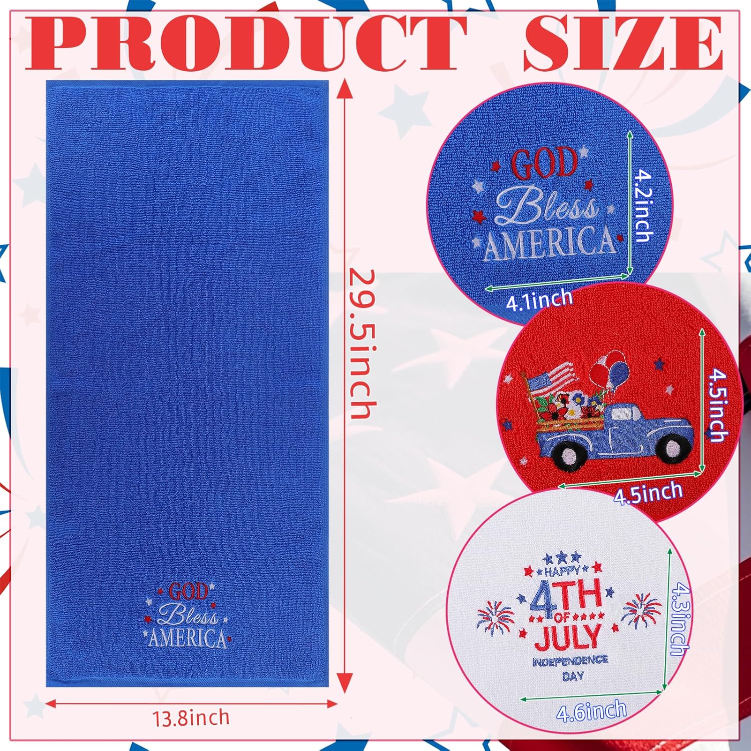 ZhowHoHo Patriotic America 4th of July Hand Towels Bundle 138x295