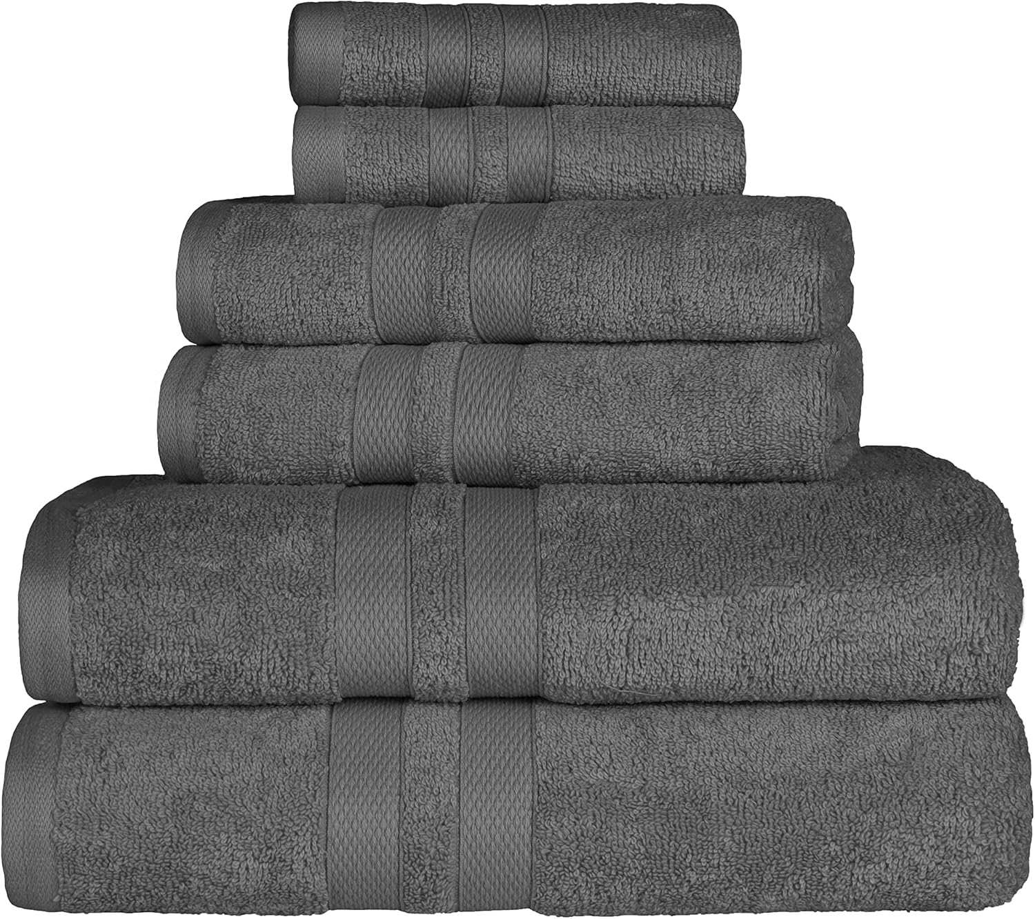 6-Piece Ultra-Soft Cotton Towel Set - Charcoal