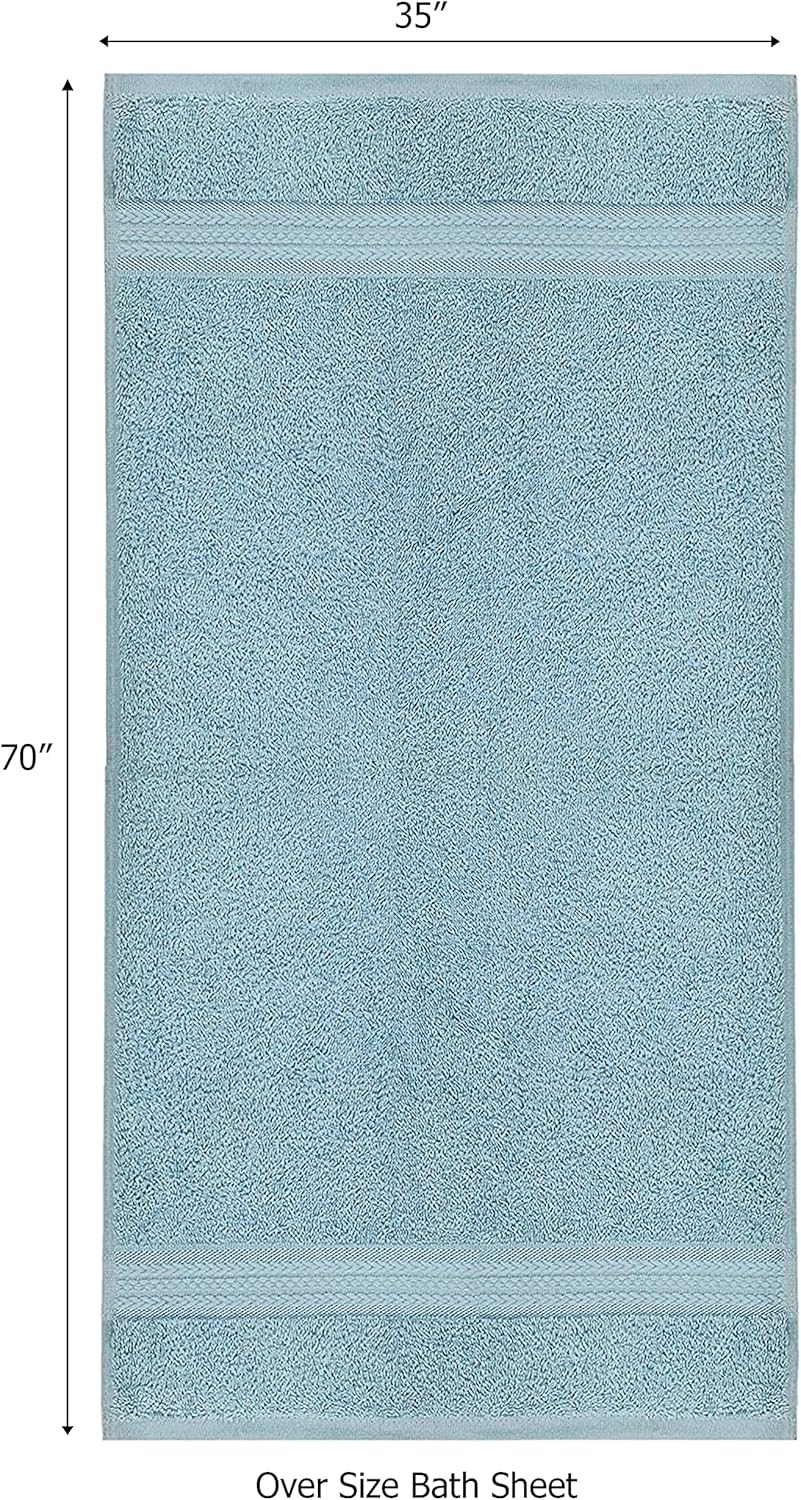 Luxury Ultra Soft Cotton Bath Towels - 35x70 inches Machine Washable Light Blue