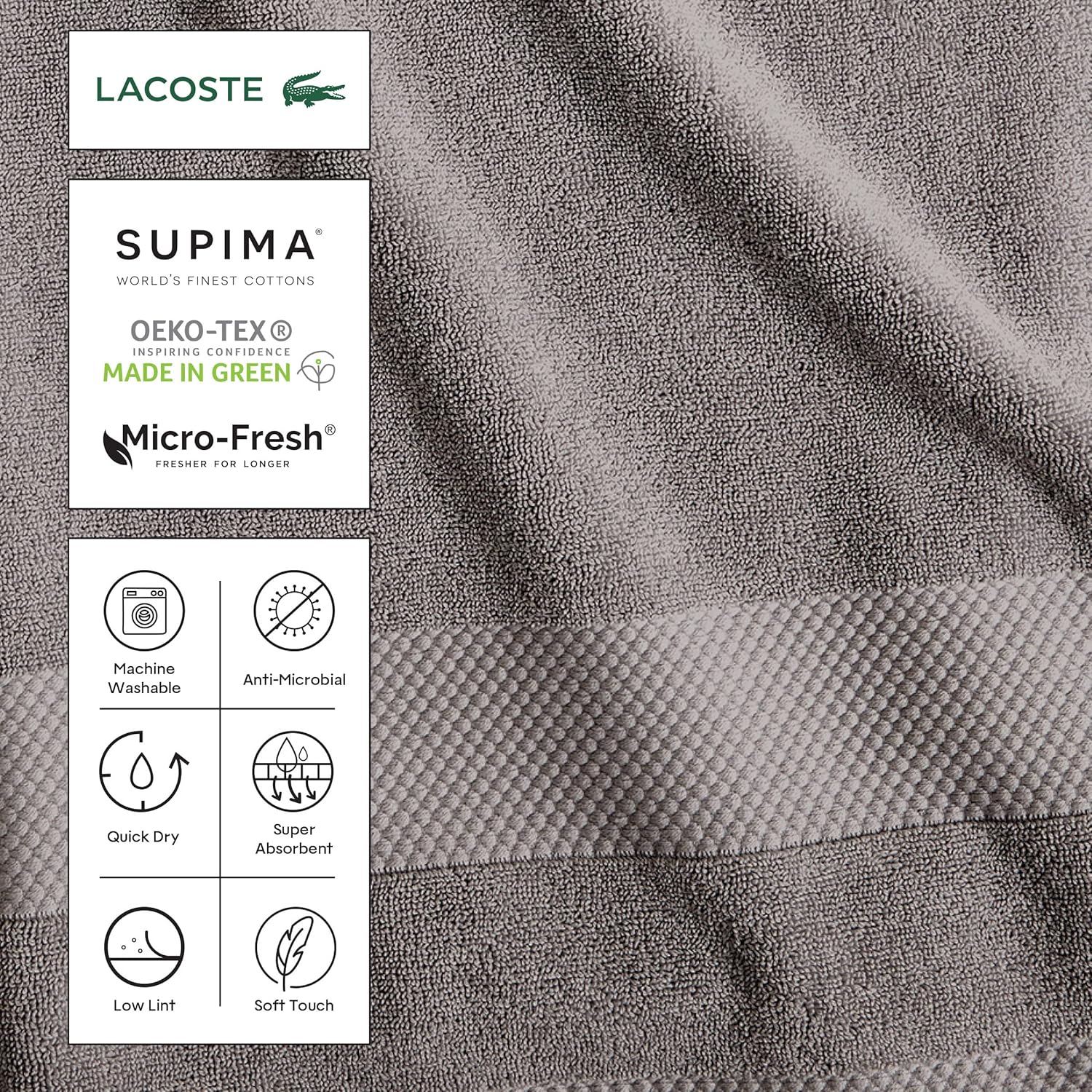 Lacoste Heritage Bath Sheet Croc Green 35x70