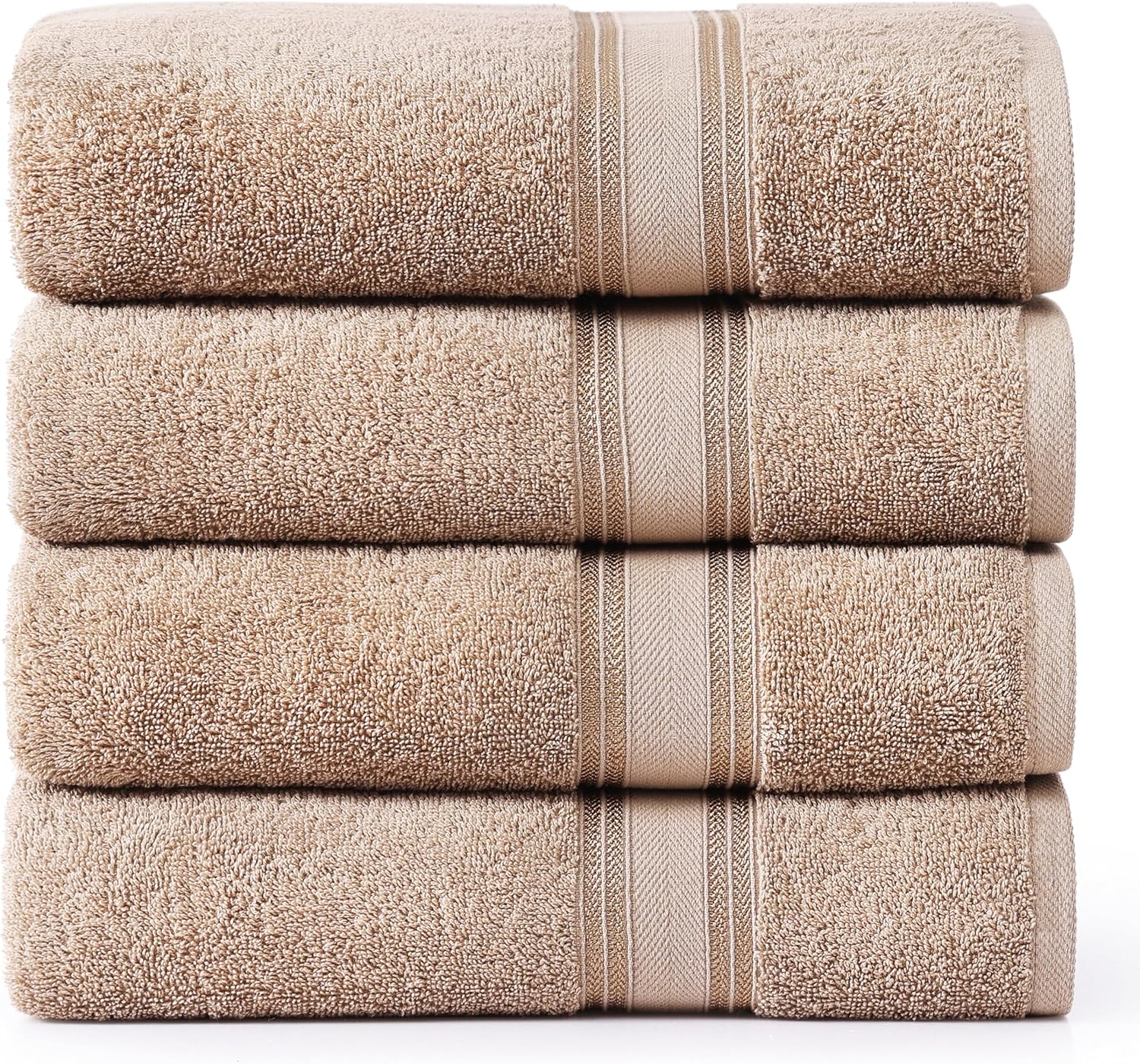 LANEE LINEN 100 Cotton Bath Towels Set of 4 Taupe